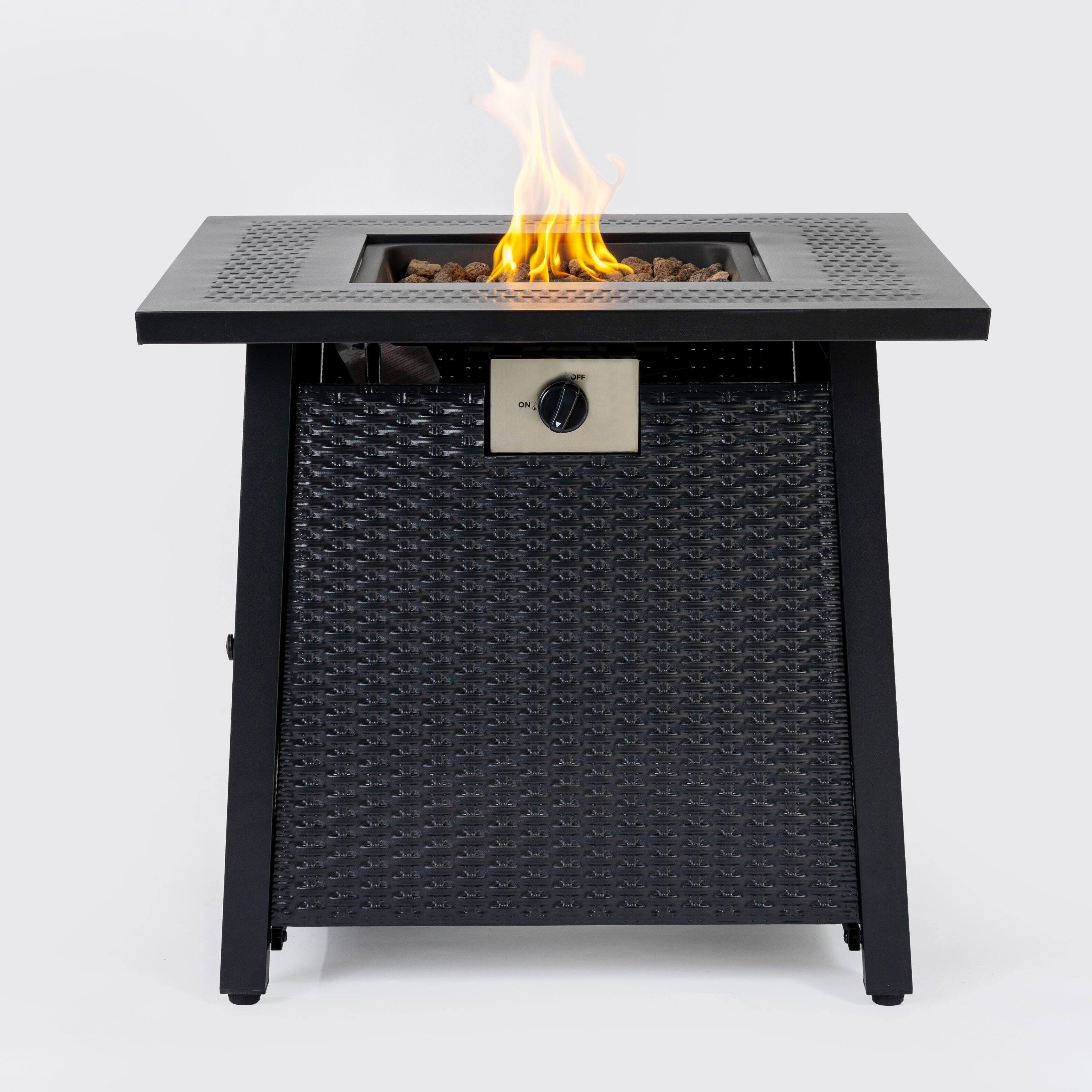 Front. Dexmalle - Dexmalle-28-inch Iron Square Propane Fire Pit Table-Black.