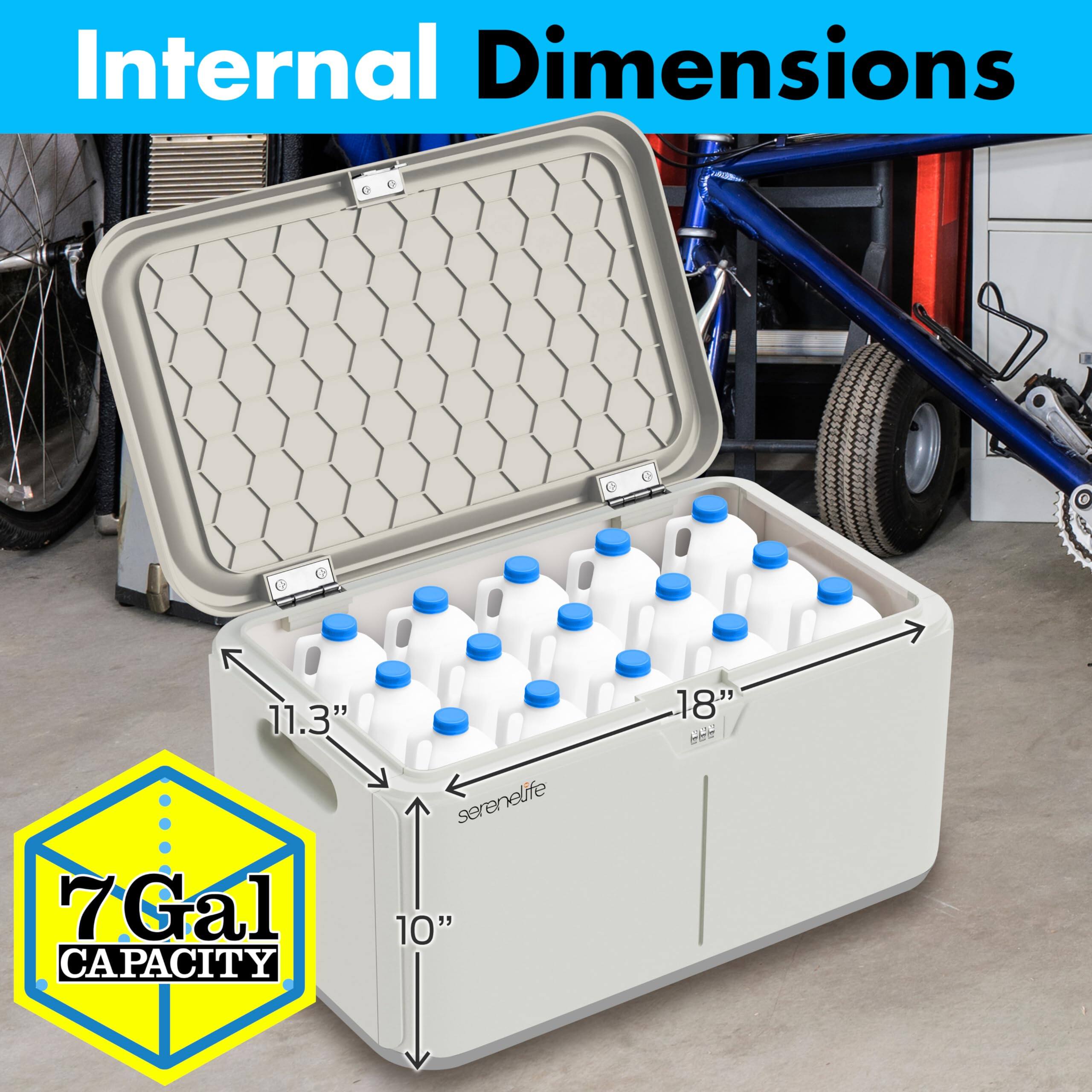 Internal Dimensions

- 11.3"
- 10"
- 18"

7 Gal Capacity
