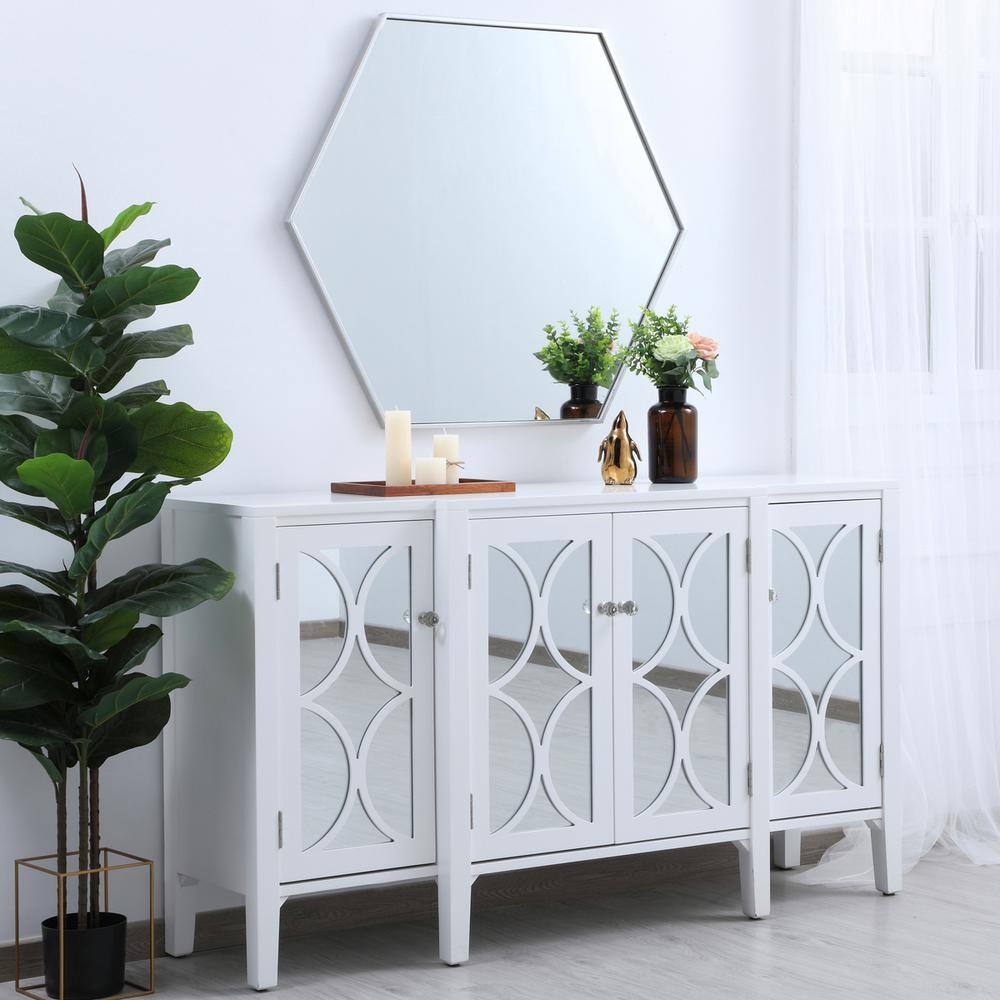 Alt View 6. Elegant Decor - Metal frame hexagon mirror 38 inch in silver - Silver.