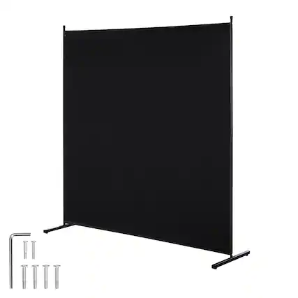 Front. VEVOR - Room Divider, Single Panel Room Divider, 6FT Privacy Screen Indoor, Partition Divider for Room Separation - Black.