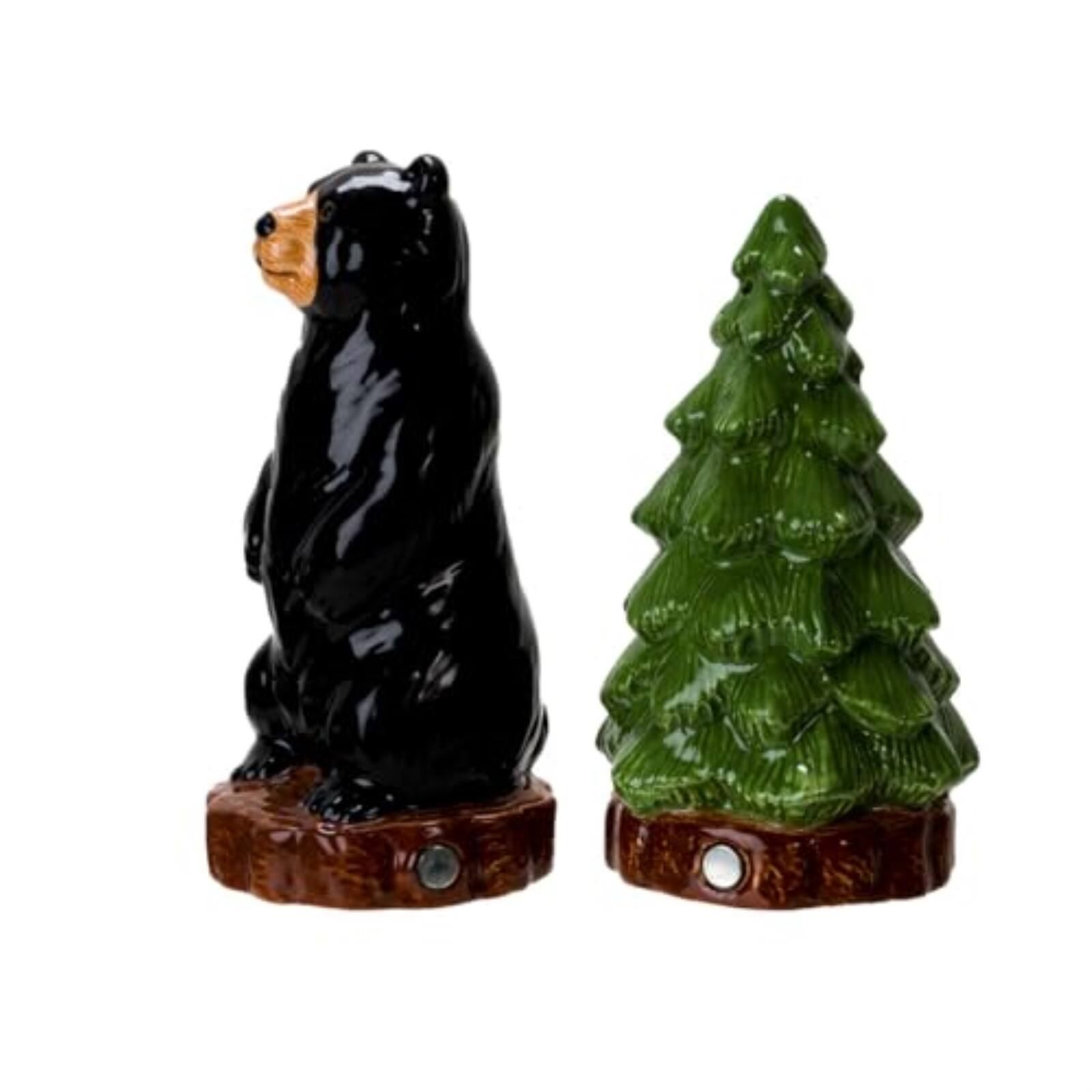 Alt View 3. Pacific Trading - Forest Retreat Black Bear and Tree Ceramic Magnetic Salt and Pepper Shaker Set - Multicolor.