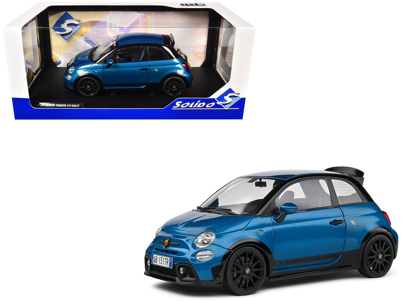 "2022 Fiat 695 Abarth ""Tributo 131 Rally"" Podium Blue Metallic with Black Side Stripes 1/18 Diecast Model Car by Solido" price history on PriceWatchPro