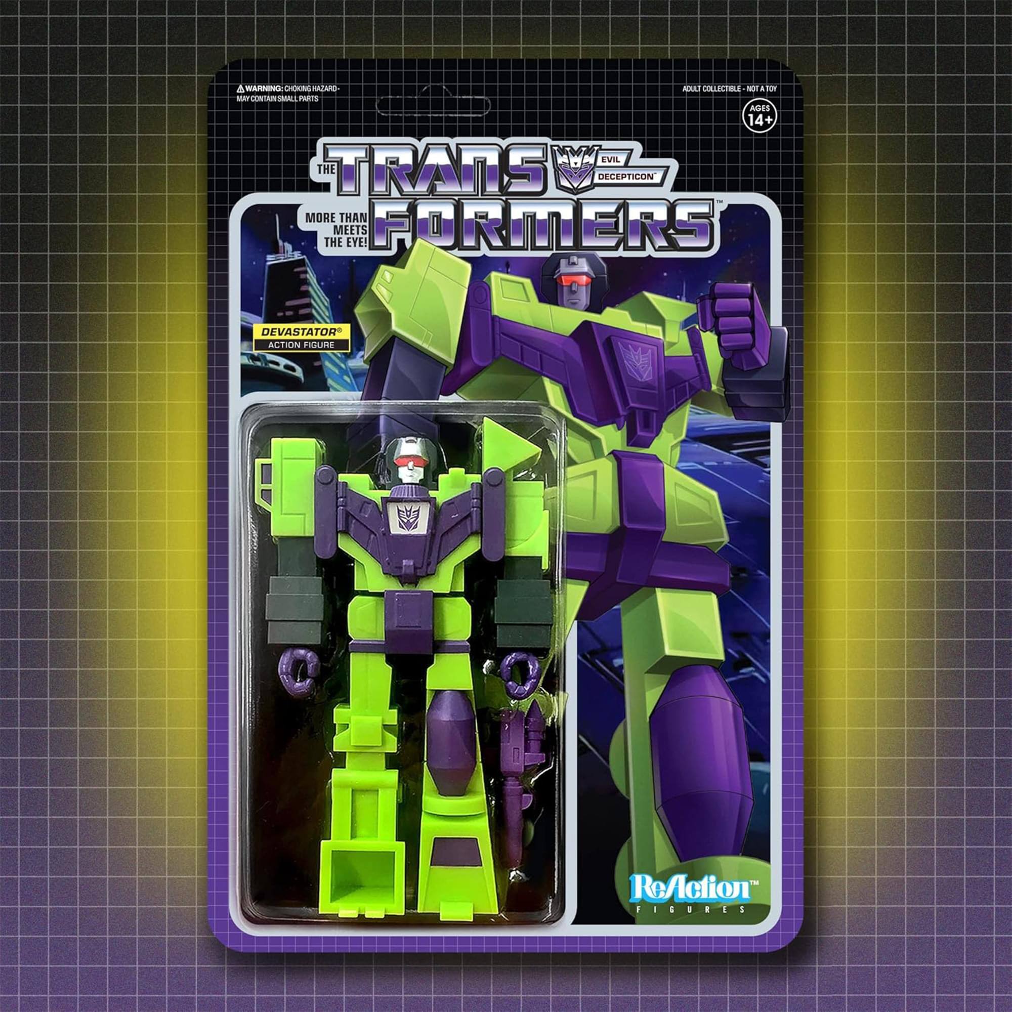 TRANSFORMERS  
EVIL DECEPTICON  
MORE THAN MEETS THE EYE!  
DEVASTATOR ACTION FIGURE  
ReAction FIGURES  
14+