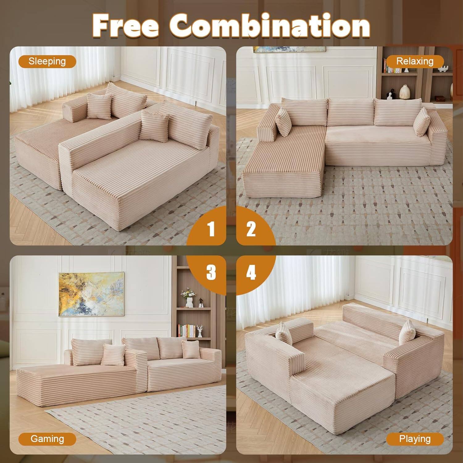 Free Combination

1. Sleeping
2. Relaxing
3. Gaming
4. Playing