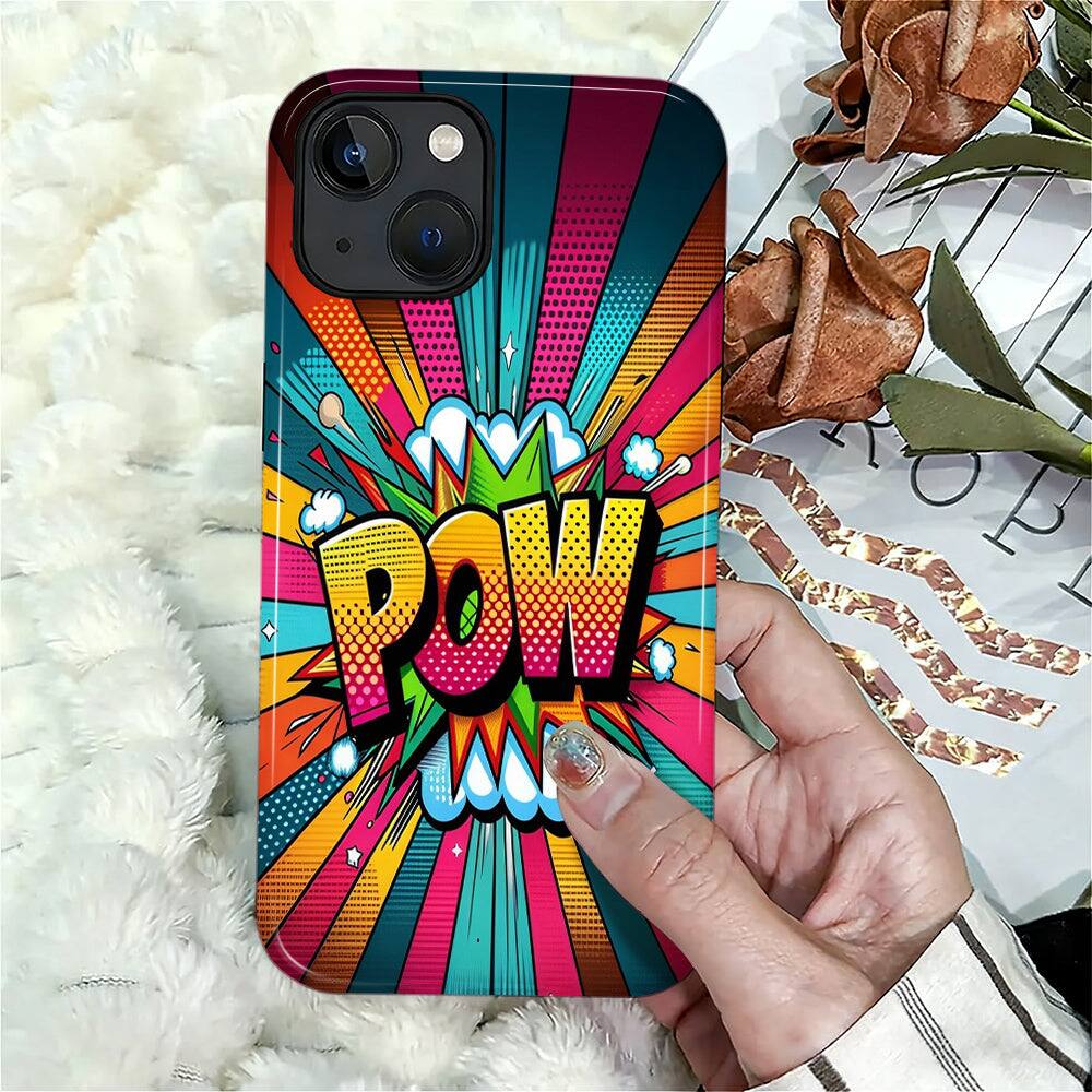 Alt View 6. Finnhomy - Smartphone Case for iPhone 14 Plus - POW Burst Design 2 Layer Military Protection Anti Slip Grip - POW Burst for iPhone 14 Plus.
