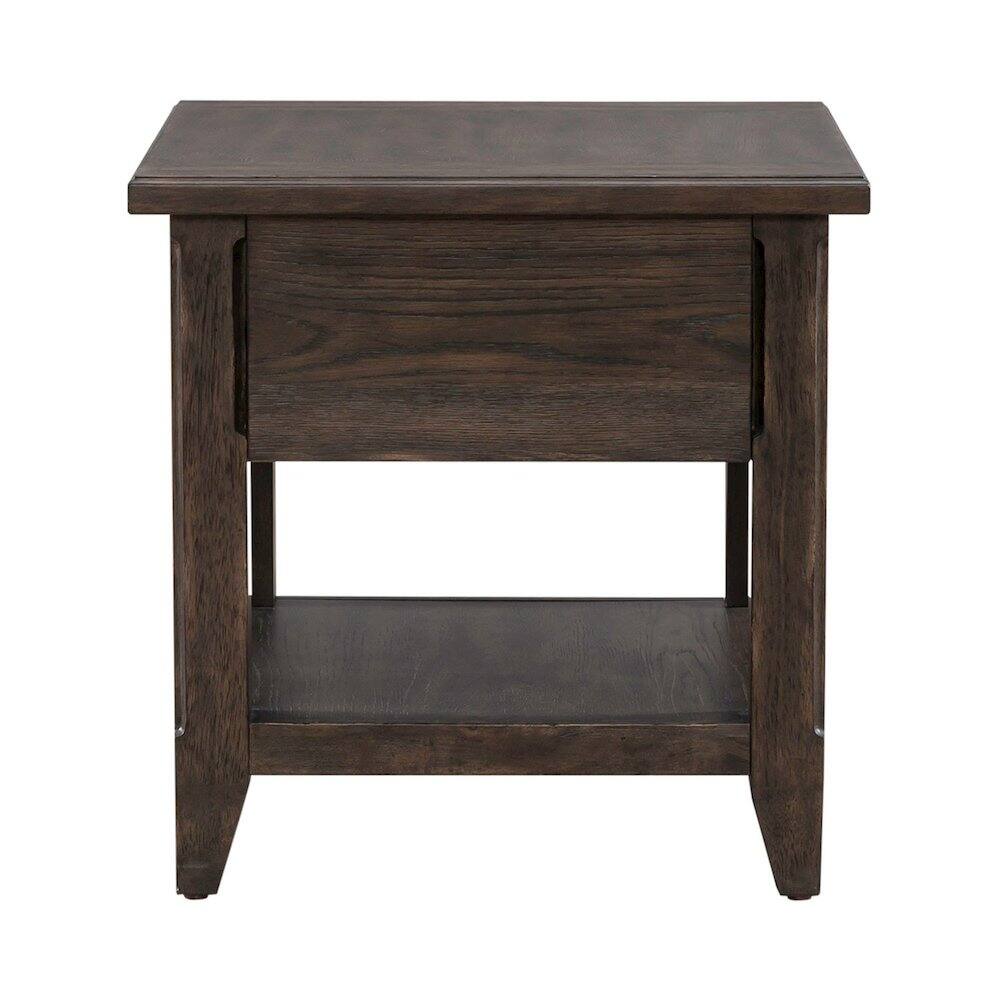 Left. Liberty Furniture Industries - Rectangular End Table Traditional - Storage Drawer - Saddle Brown Oak Wood - Saddle Brown.