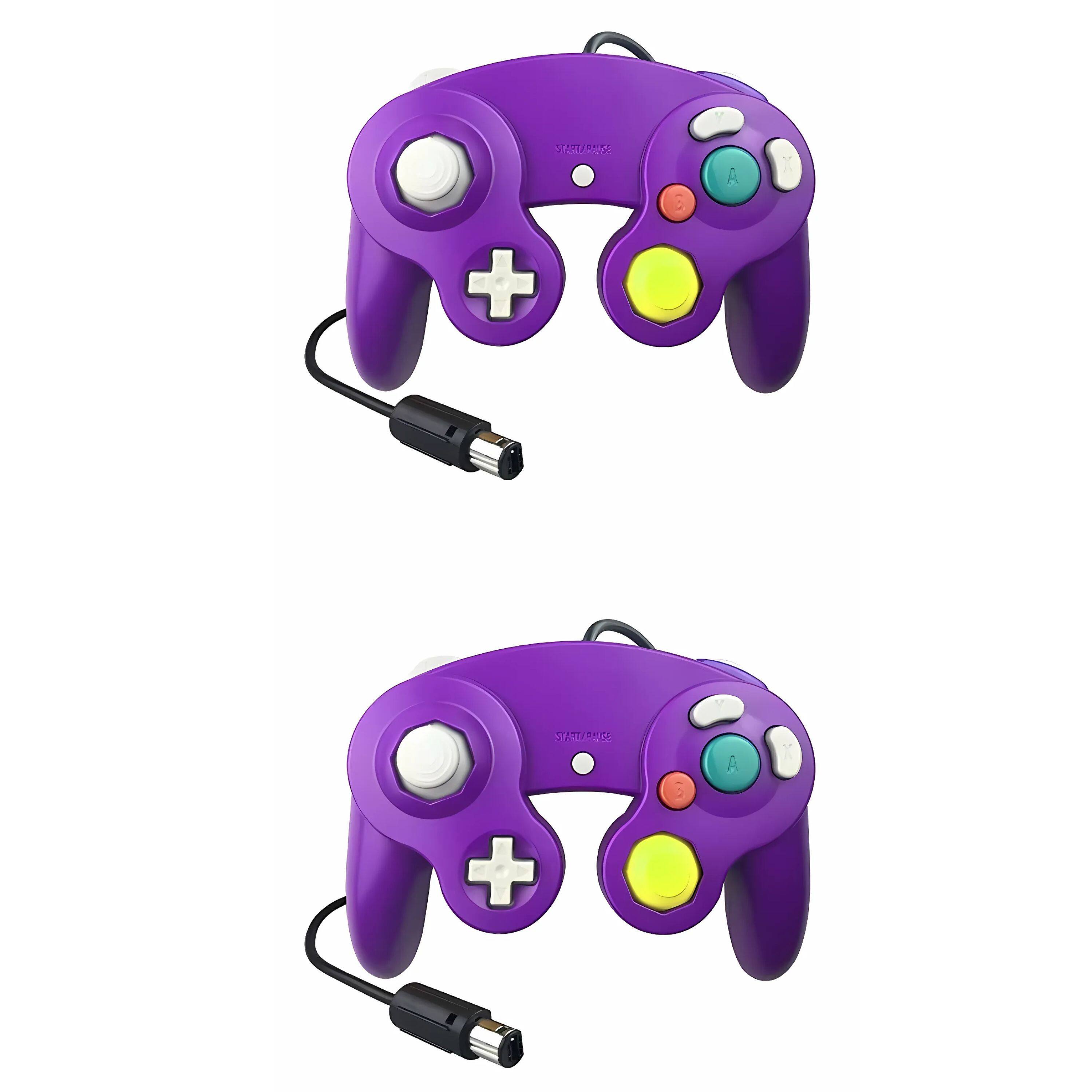 Angle. Kitcheniva - Wired NGC Controller Gamepad For Nintendo GameCube & Wii U Console 2 Pcs Purple/Purple - Purple / Purple.