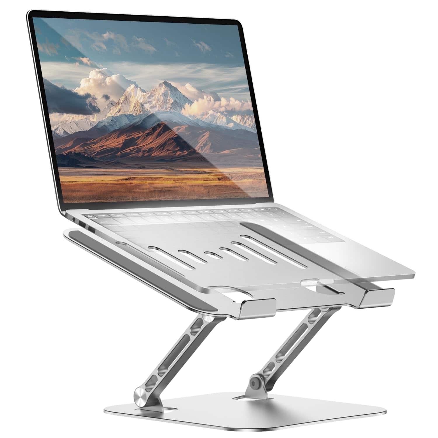 HongFei - Laptop Stand for Desk Adjustable Height Portable Laptop Riser Aluminum Foldable with Ergonomic 10-17" Silver - Frosted Silver