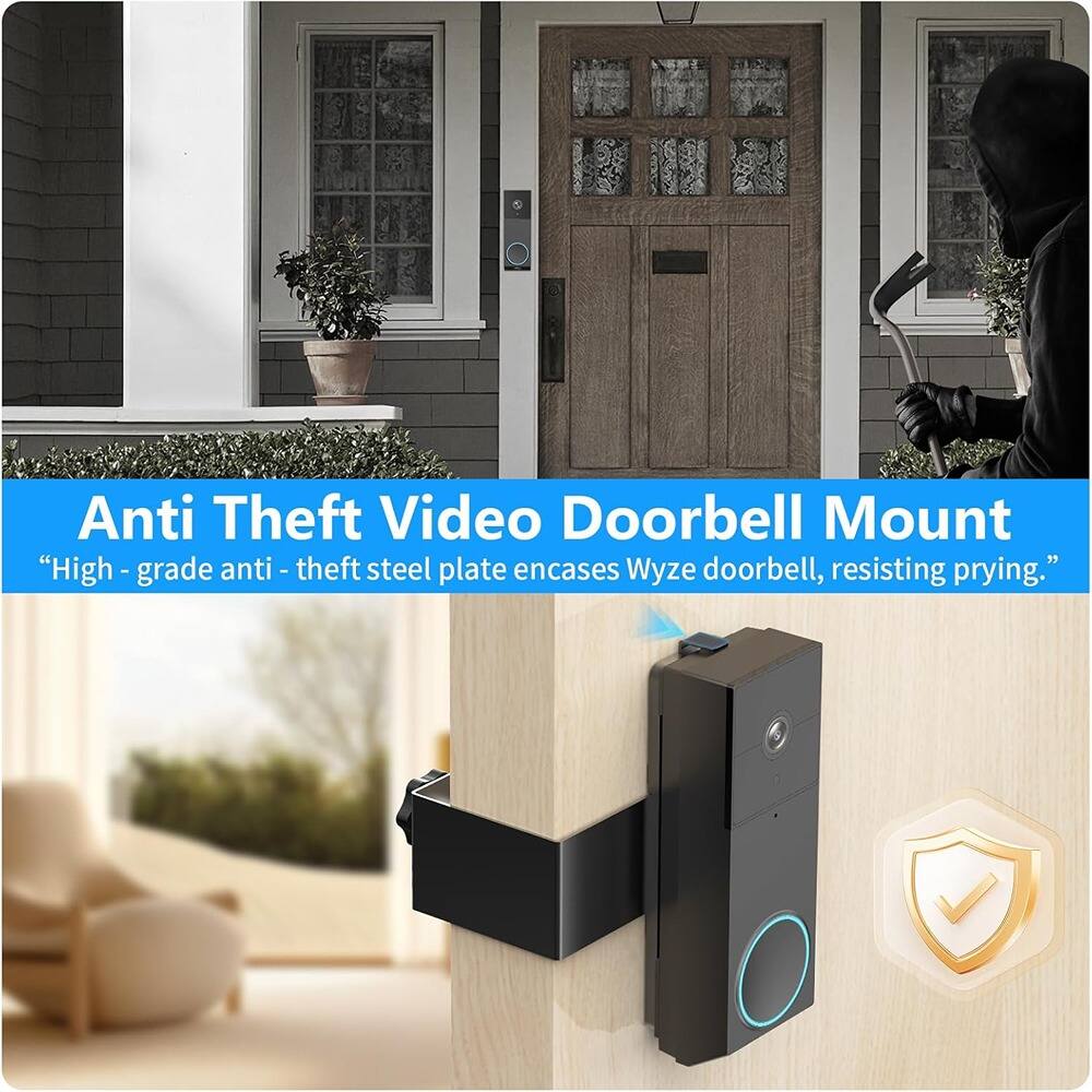 Anti Theft Video Doorbell Mount  
"High-grade anti-theft steel plate encases Wyze doorbell, resisting prying."