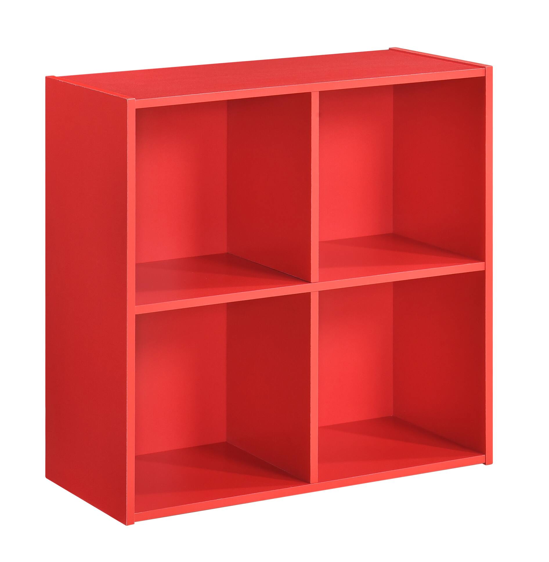 Angle. Kings Brand Furniture - Kings Brand Furniture George 4-Cube Children's Bookcase, Kids Toy Storage Shelf Organizer - Red.