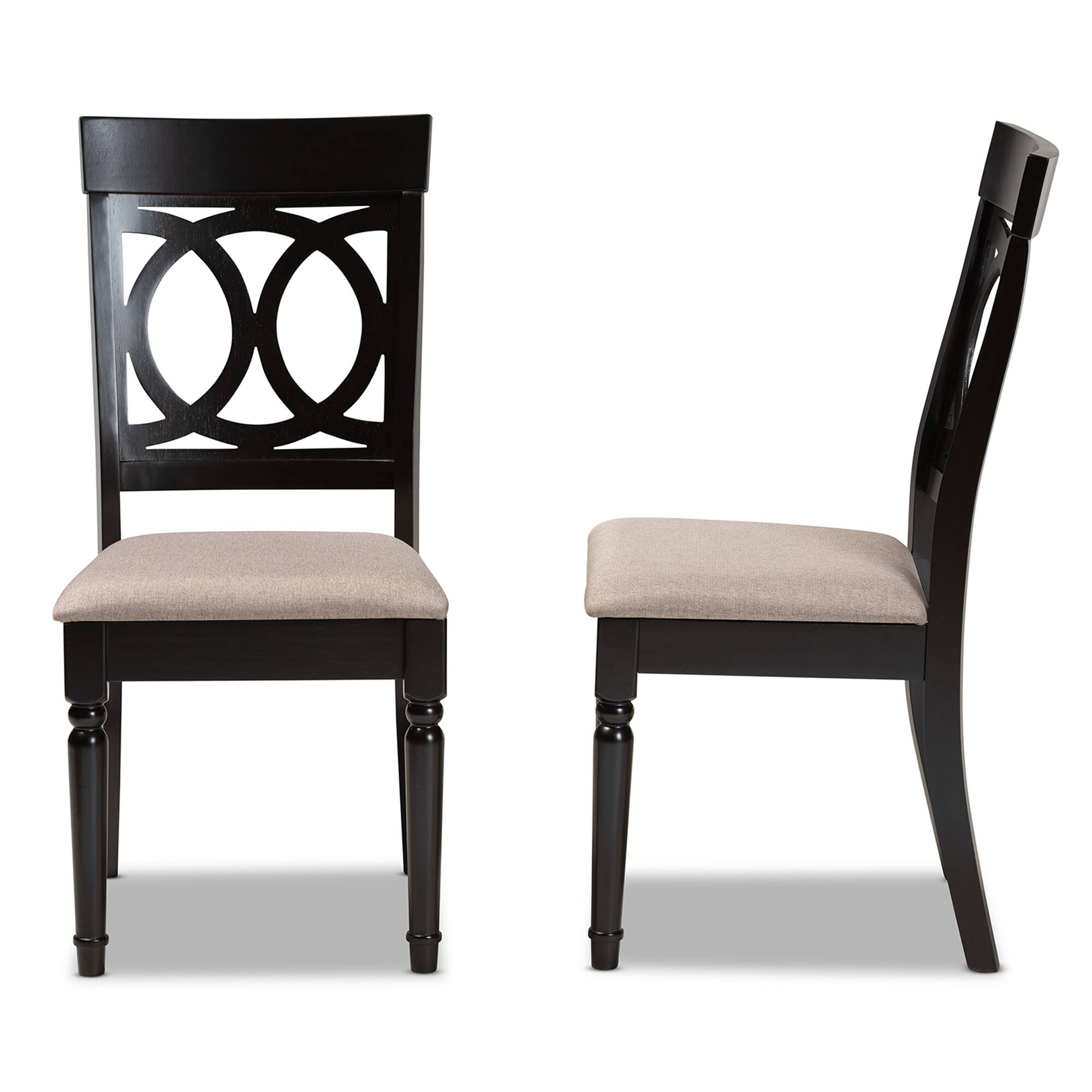 Left. Baxton Studio - Lucie Modern Fabric Upholstered and Espresso Finished Wood 2-Piece Dining Chair Set Set - Sand/Dark Brown.
