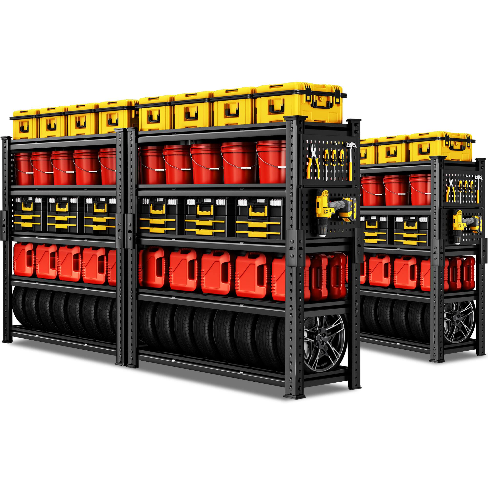 Alt View 8. Silvel - SILVEL 72" H Heavy Duty Grid Storage Shelves, 4000LBS 5 Tier Adjustable Metal Shelving, 48" W x 72" H x 24" D - Black.