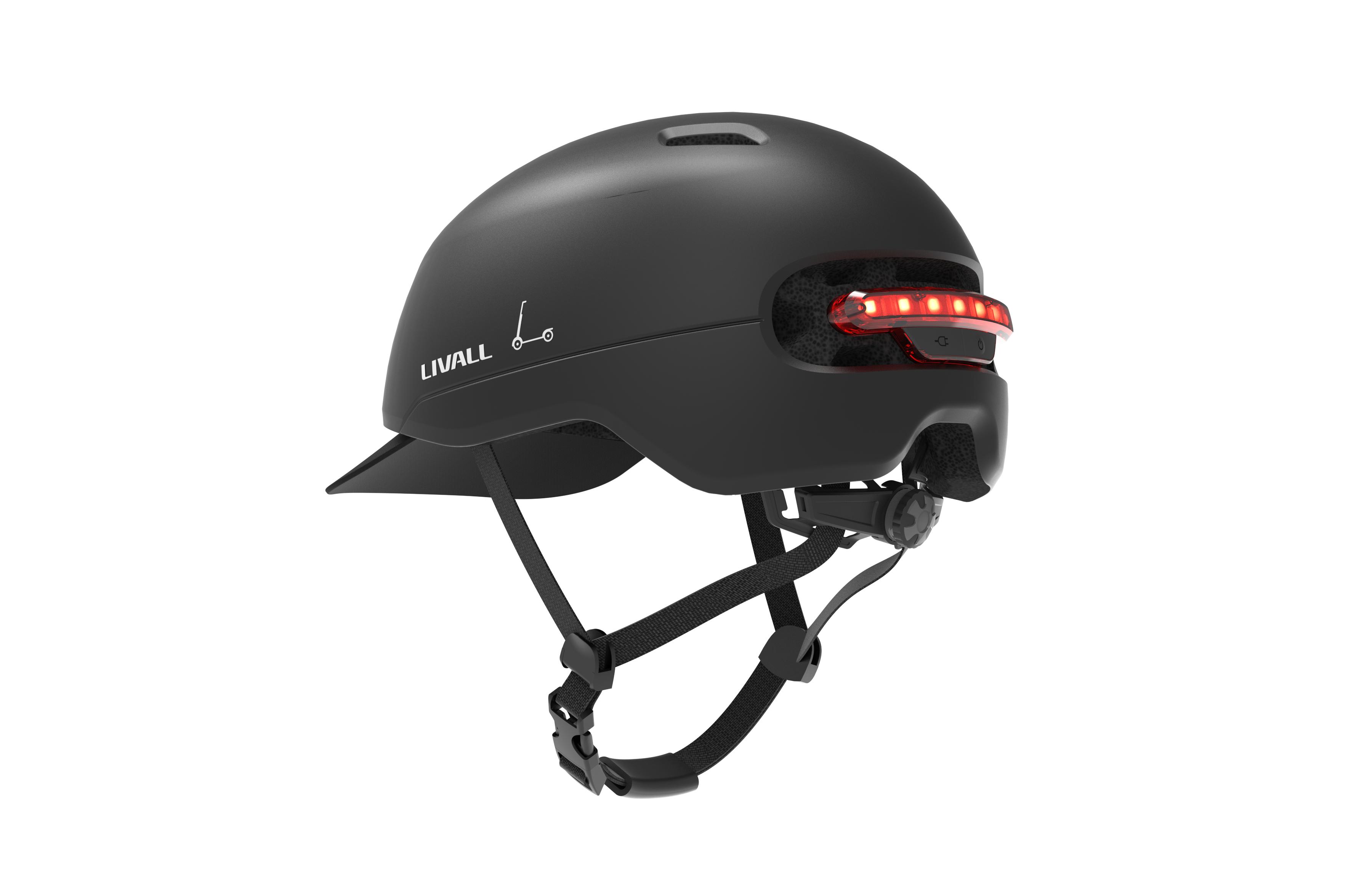 Alt View 3. LIVALL - C21 eBike/eScooter Helmet certified up to 28 MPH with Smart Lighting &  Fall Detection with SOS Alert - Black.