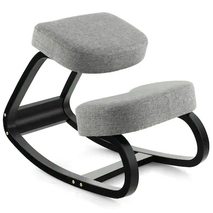 Front. Kadyn - Rocking Ergonomic Kneeling Chair with Padded Cushion for Home Office-Gray, Home Office Computer Desk Chair - Gray.