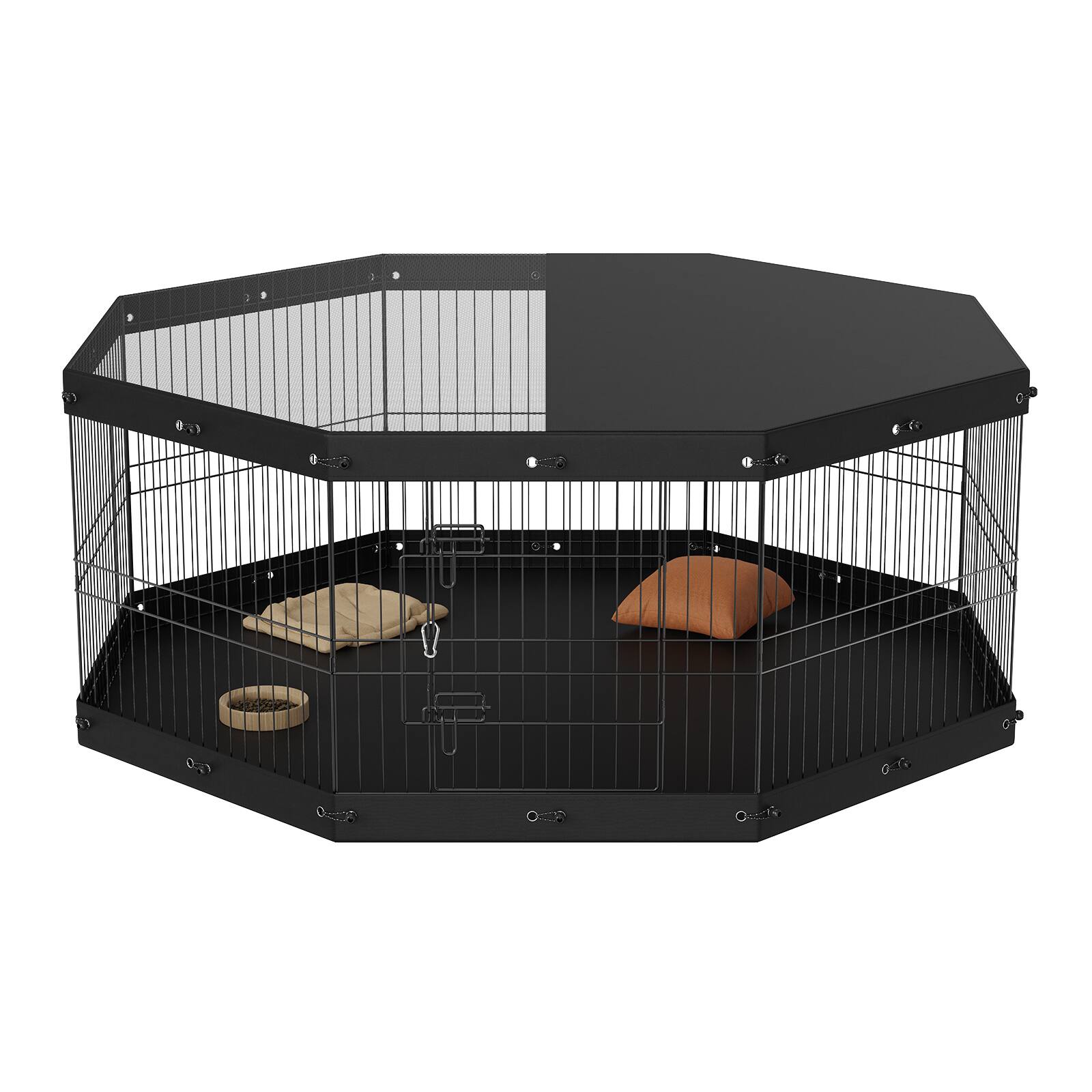 Alt View 5. VEVOR - Dog Playpen, 8 Panels Foldable Metal Dog Exercise Pen with Top Cover and Bottom Pad, 24" H Pet Fence Puppy Crate Kennel.
