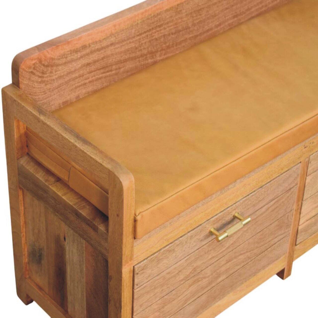 Alt View 1. Artisan Furniture - Artisan Furniture Solid Wood Oxford Oak-ish 2 Drawer Storage Bench, Upholstered, 2 Drawers, Brown - Brown.