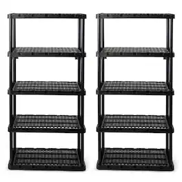 Gracious Living - 5 Shelf Knect-A-Shelf Ventilated Heavy Duty Storage, Black 2Pack - Black