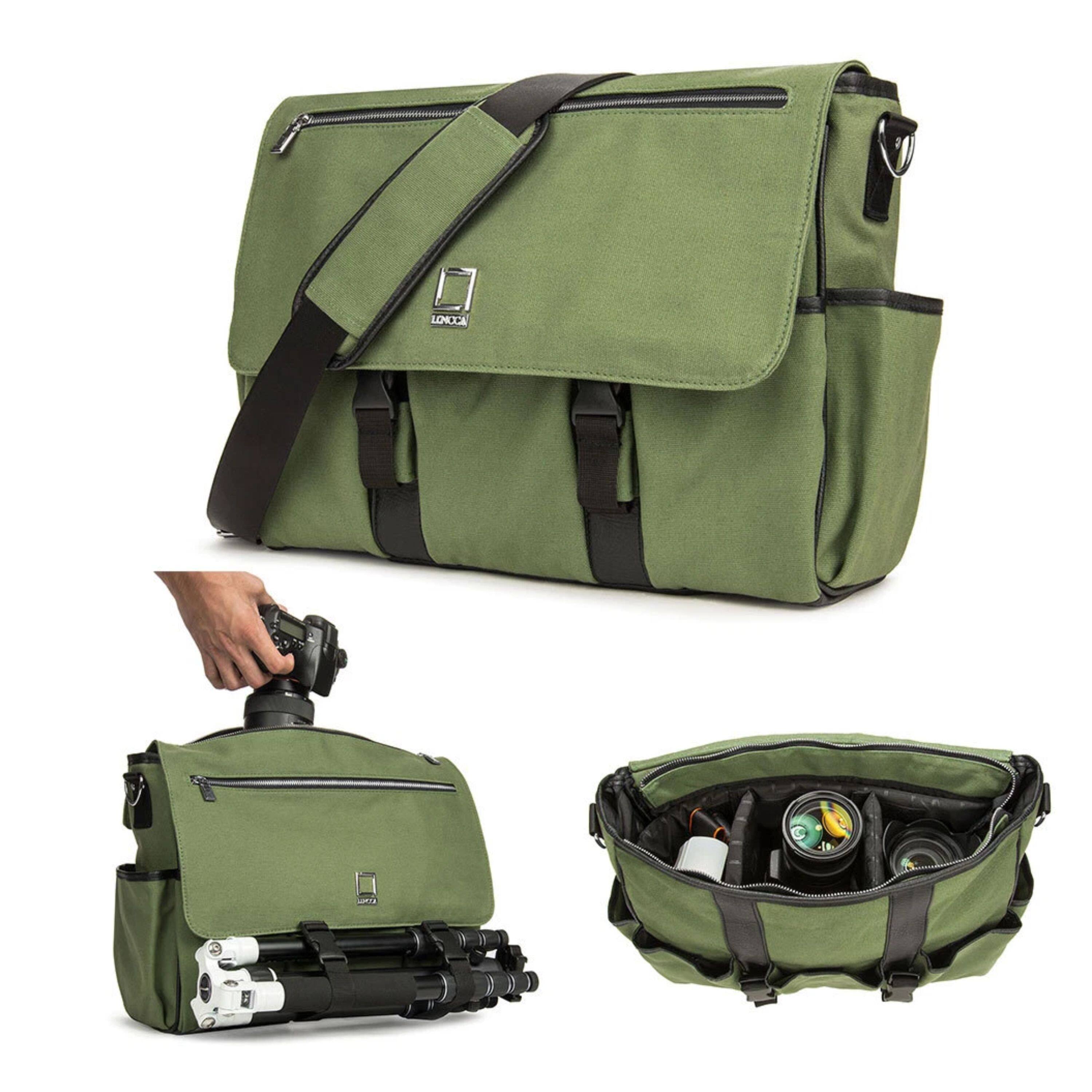 Left. Kitcheniva - DSLR Mirrorless Camera Laptop Shoulder Messenger Photography Bag - Forest Green.