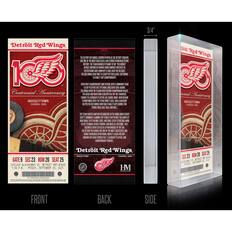 **Detroit Red Wings**
**100th Anniversary**
**Hockeytown**
Founded 1926
**Front:**
- Gate 9 Sec 23 Row 20 Seat 25
- Chicago Blackhawks vs. Detroit Red Wings
- 7:00 P.M. - Friday, September 23, 2025
**Back:**
- The Detroit Red Wings won their 10th Stanley Cup in 2008 as the team celebrated its 100th anniversary. The Red Wings are one of the most successful franchises in NHL history, with 13 Stanley Cup championships, including the first in 1936-37. The team was founded in 1926 as the Detroit Cougars, then renamed the Falcons in 1930, and finally the Red Wings in 1932. The Red Wings have built a legacy of excellence, capturing 11 Stanley Cups and 23 division titles. Their first championship came in 1936-37, led by players like Sid Abel and Alex Delvecchio. The team's success continued under coach Jack Adams, who led the team to four Stanley Cups in the
