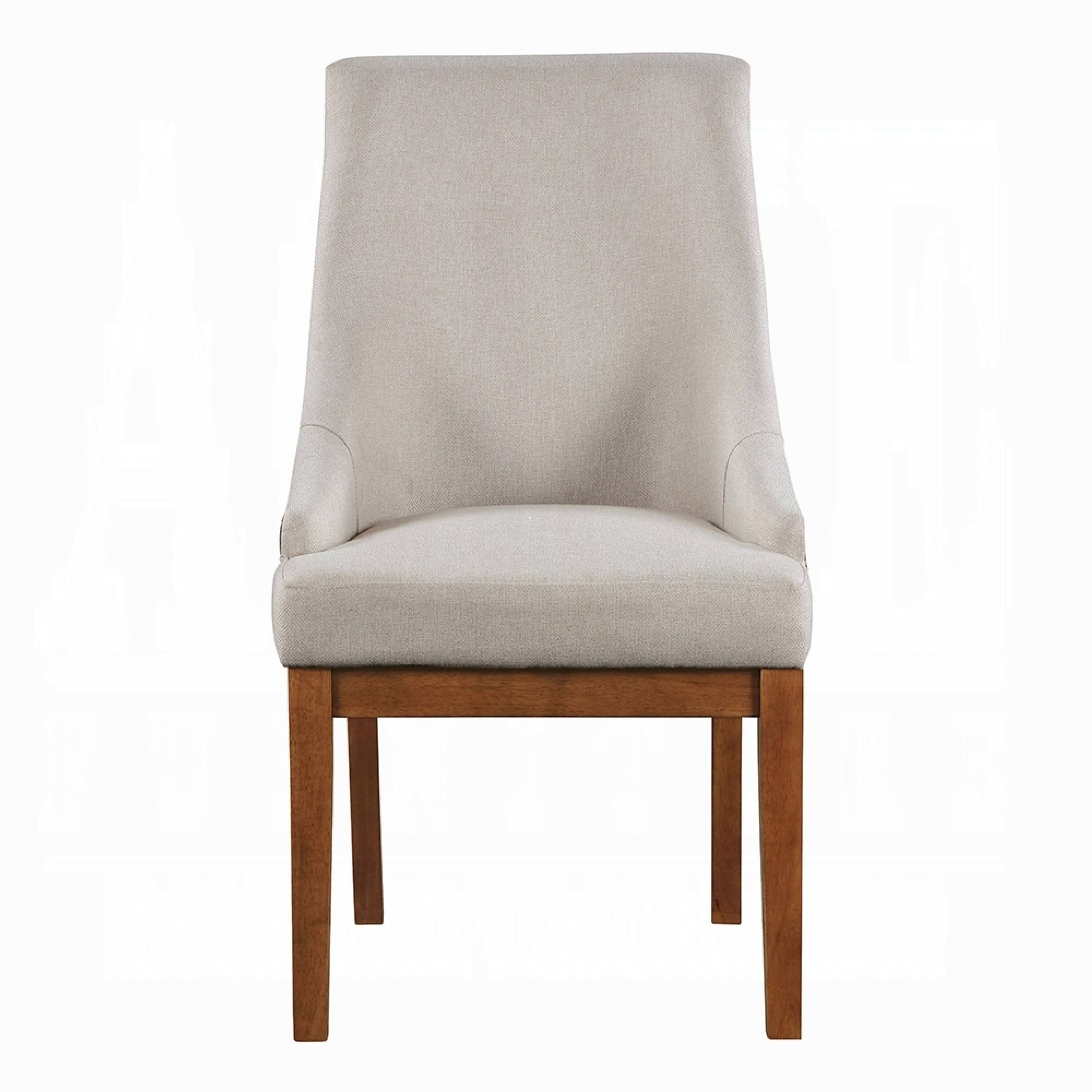 Alt View 1. Manhattan Lane - Elsie Dining Chair Set of 2, Foam Fill, Nailed Faux Leather Back, Brown - Brown, Cream.