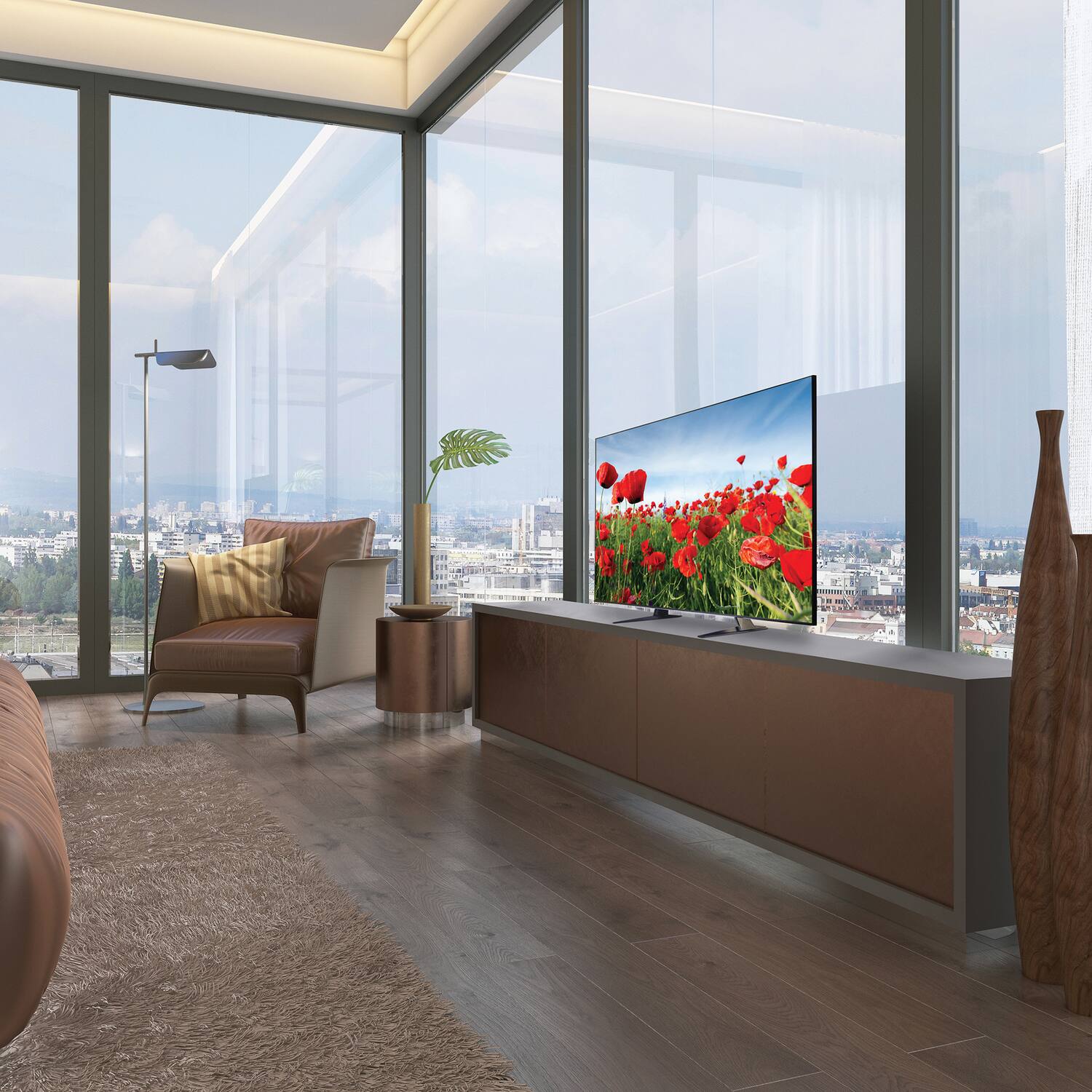 Angle. Peerless-AV - Fixed Universal TV Stand Replacement Legs for 24" to 75" TVs, 800 mm x 400 mm Max VESA, Holds up to 88 Lbs - Multicolor.