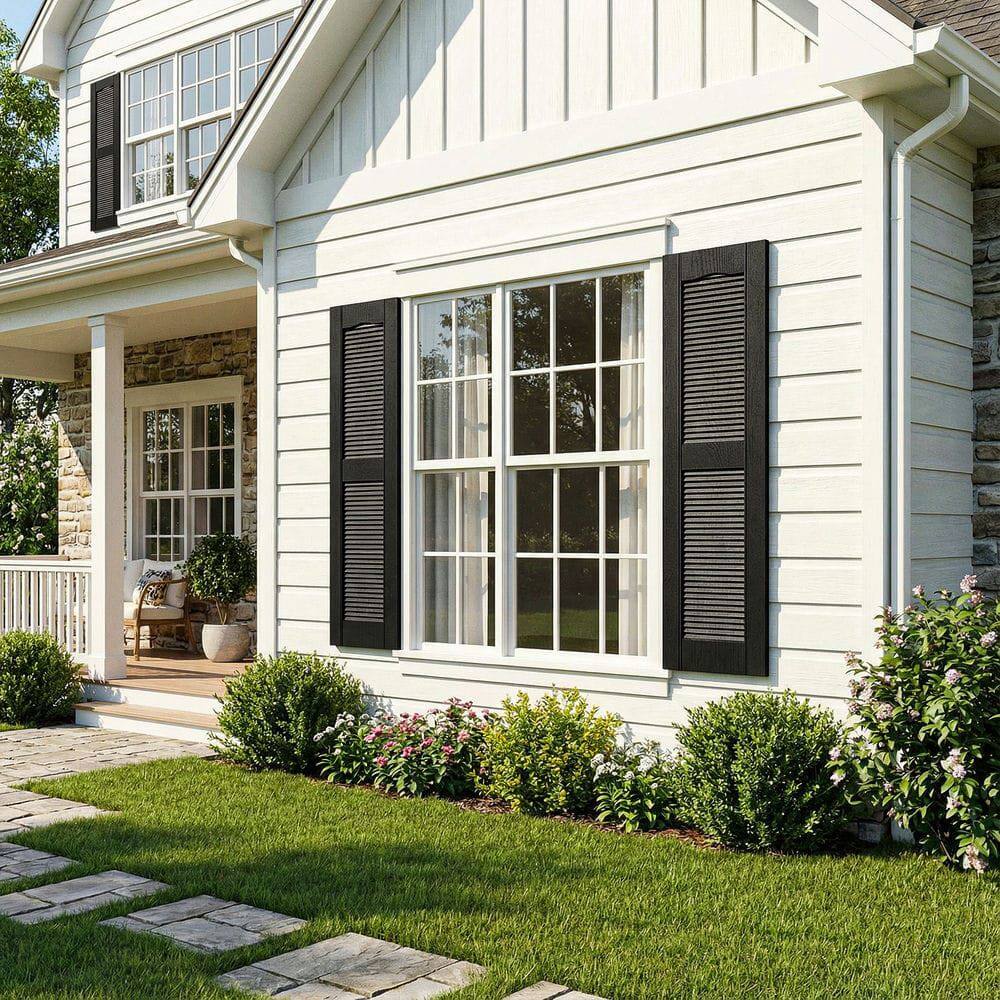 Alt View 5. Kadyn - Decorative Faux Shutters, Sturdy, Hassle-Free Design for Indoor & Outdoor Use, 14"x51", Black - Black.