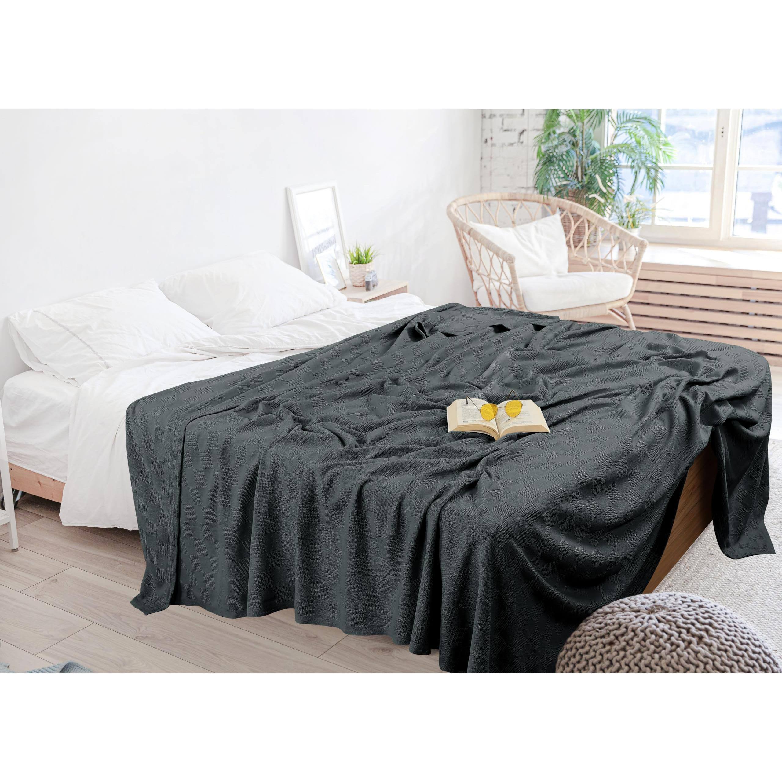 Alt View 7. Paradigms Interiors - Smoke Cotton Blanket queen Size - 350gsm Lightweight Soft And Breathable Thermal For All Seasons Dobby Weav... - Burgundy-Queen.