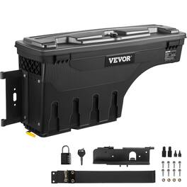 VEVOR - Truck Bed Storage Box, Lockable Lid, Waterproof ABS Wheel Well Tool Box 6.6 Gal/20 L with Password Padlock - Black