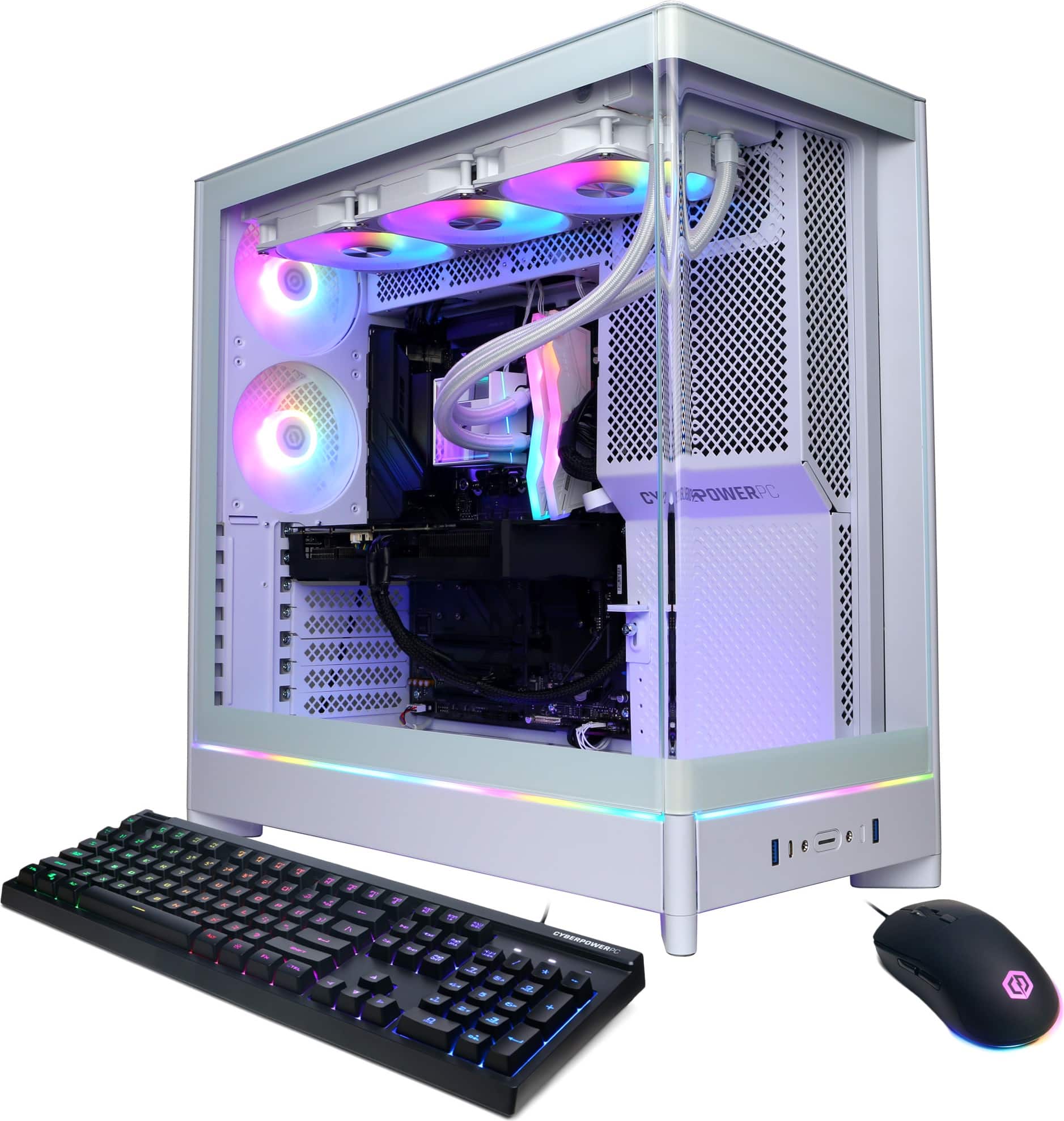 CyberPowerPC - Gaming Desktop - AMD Ryzen 9 9900X - AMD Radeon RX 9070 XT 16GB - 32GB DDR5 - 2TB PCIe 4.0 SSD - White - Front_Zoom