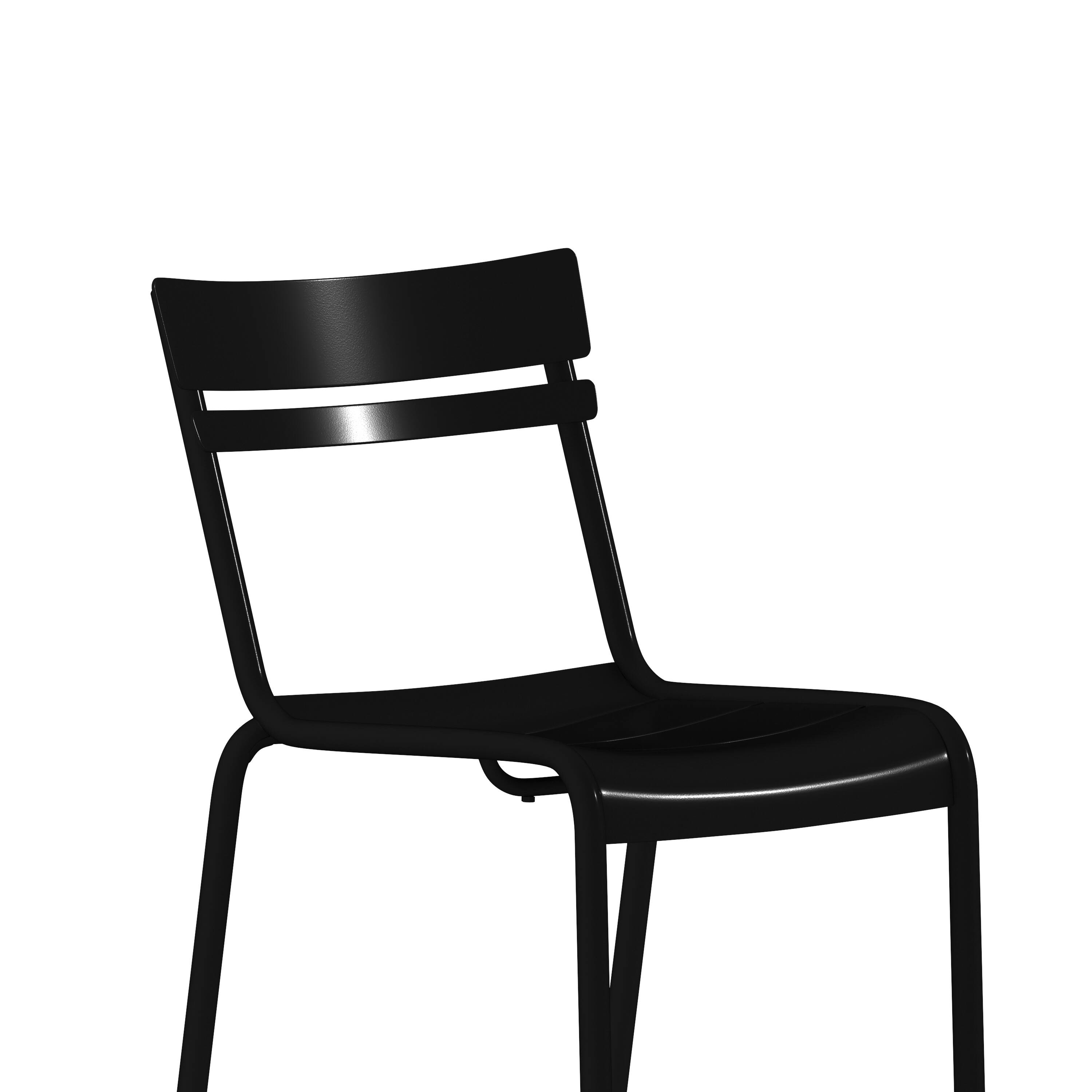Alt View 10. Emma + Oliver - Rennes Armless Powder Coated Steel Stacking Dining Chair with 2 Slat Back for Indoor-Outdoor Use - Black.