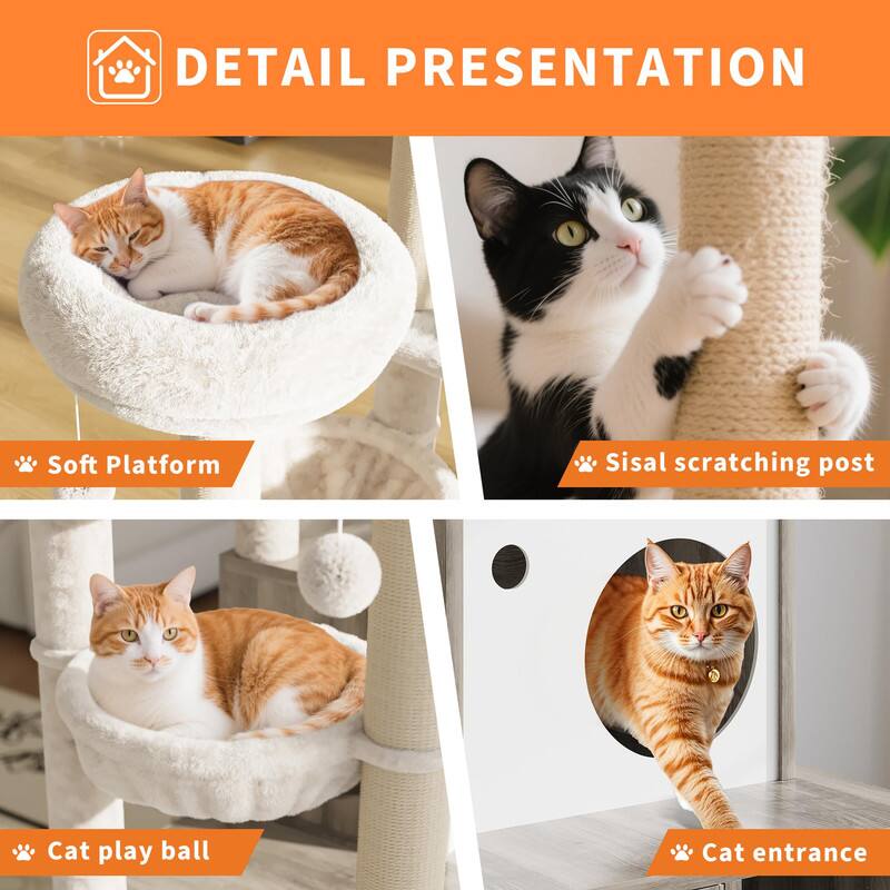 DETAIL PRESENTATION

- Soft Platform
- Sisal scratching post
- Cat play ball
- Cat entrance
