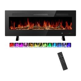 AOITUN - 60” 1500W Electric Fireplace Insert - Wall Mount/Recessed/Freestanding, Adjustable Flame & Remote Control