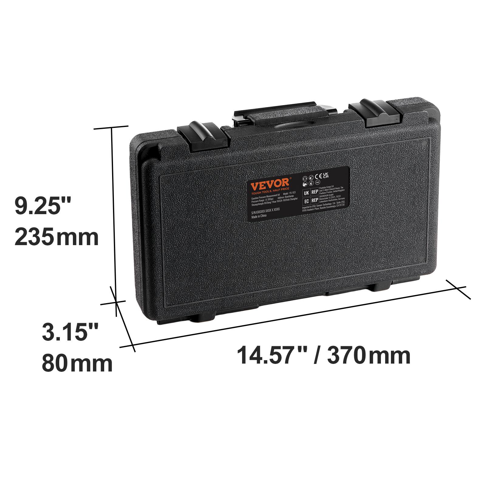 9.25" 235mm  
3.15" 80mm  
14.57" / 370mm  

VEVOR  
TOOL BOX  
UK REP  
EC REP  
Made in China
