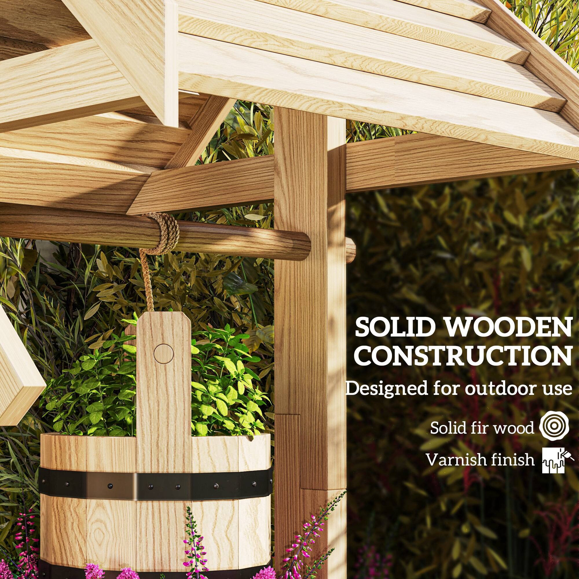 SOLID WOODEN CONSTRUCTION  
Designed for outdoor use  
Solid fir wood  
Varnish finish