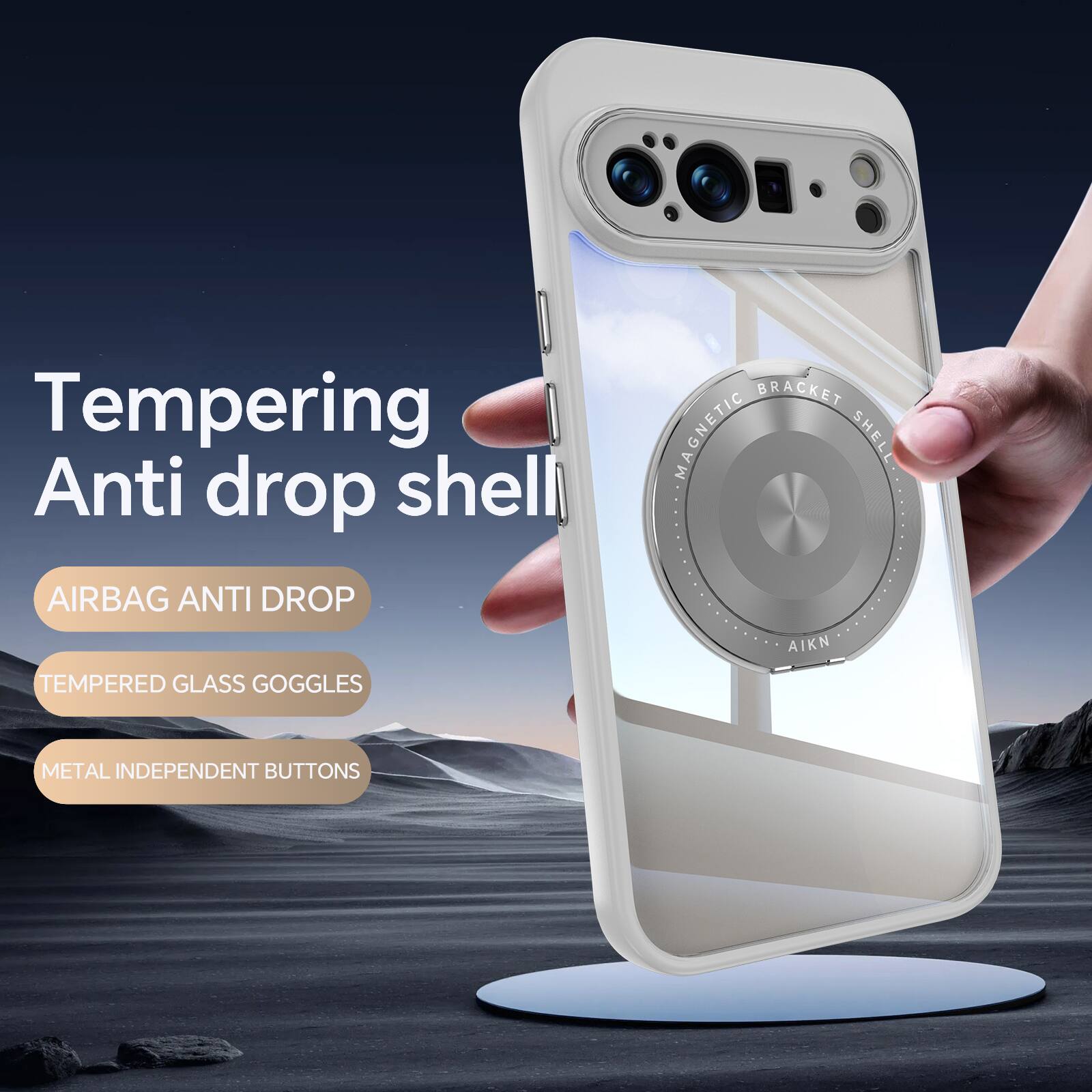 Tempering Anti drop shell  
AIRBAG ANTI DROP  
TEMPERED GLASS GOGGLES  
MAGNETIC BRACKET SHELL  
METAL INDEPENDENT BUTTONS