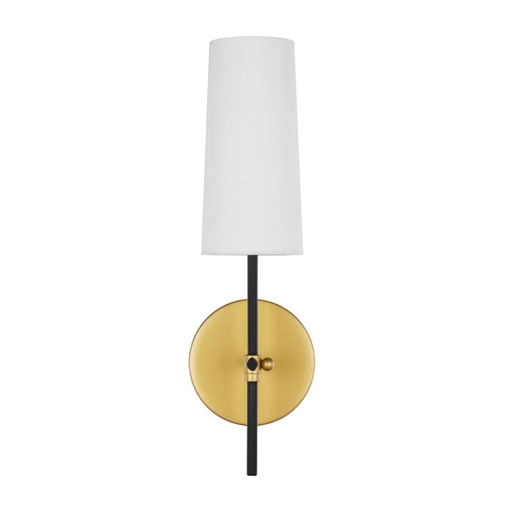 Alt View 9. Living District - Mel 1 light Brass and Black and White shade wall sconce - Brass And Black And White Shade.