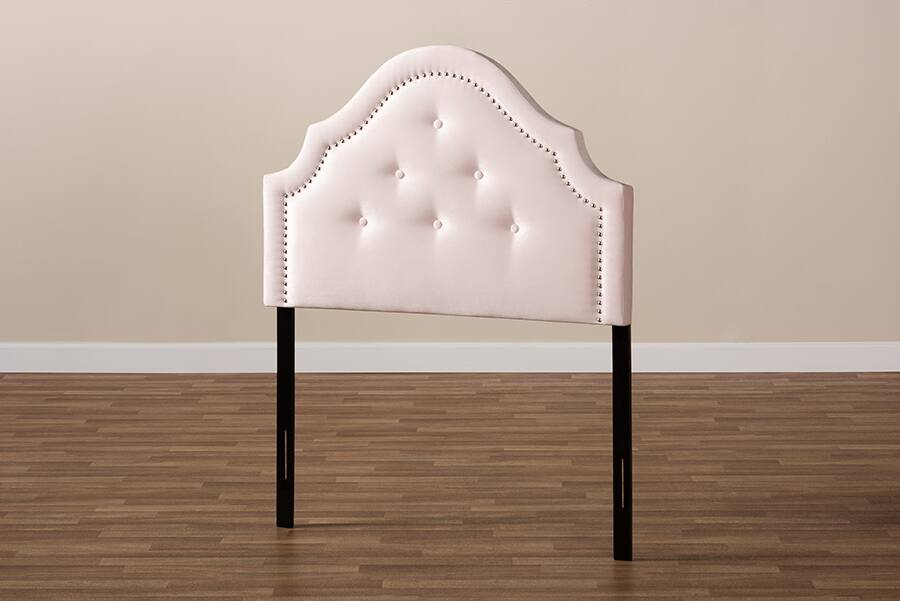 Alt View 1. Baxton Studio - Cora Modern and Contemporary Velvet Fabric Upholstered Twin Size Headboard - Light Pink.