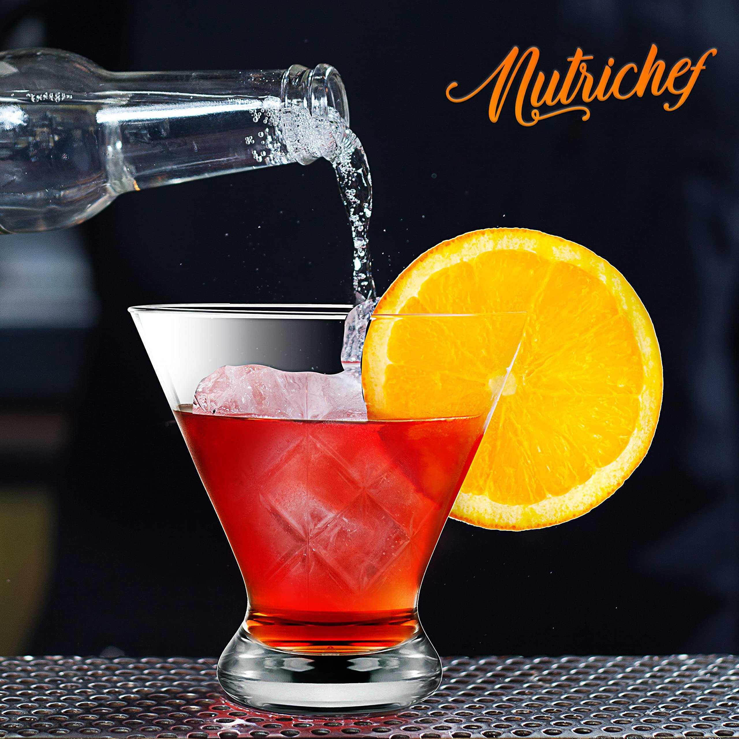 Left. NutriChef - NutriChef 2 Martini Glasses, 8.4oz Cocktail Glass for Margarita, Manhattan, & Cosmopolitan, Crystal Clear (NGLMT2) - Clear.