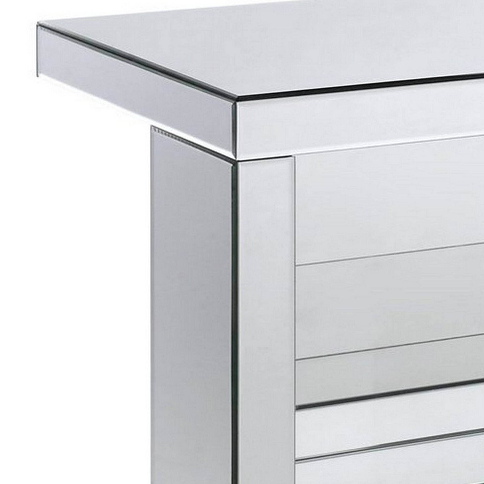 Alt View 3. Manhattan Lane - Accent Table with Mirrored Panels and C Shape - Silver.