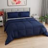 Front. CGK Linens - Soft Quilted Comforter with Corner Tabs & Pillow Shams - Comfy, Cozy & Breathable - Premium Down Duvet Insert - King - Navy Blue.