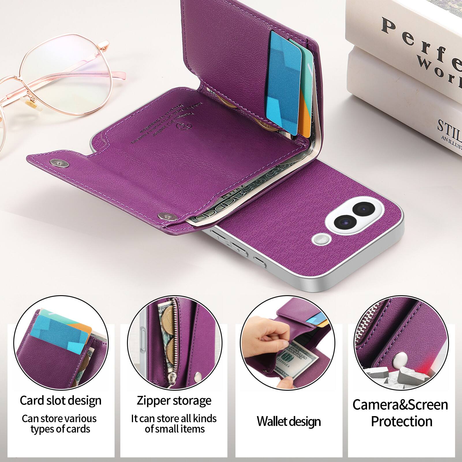LARIA Tim FU Premgua THICKEN I 701239 00

Perfe Worl STIL ANILLUST

Card slot design Can store various types of cards

Zipper storage It can store all kinds of small items

Camera&Screen Wallet design Protection