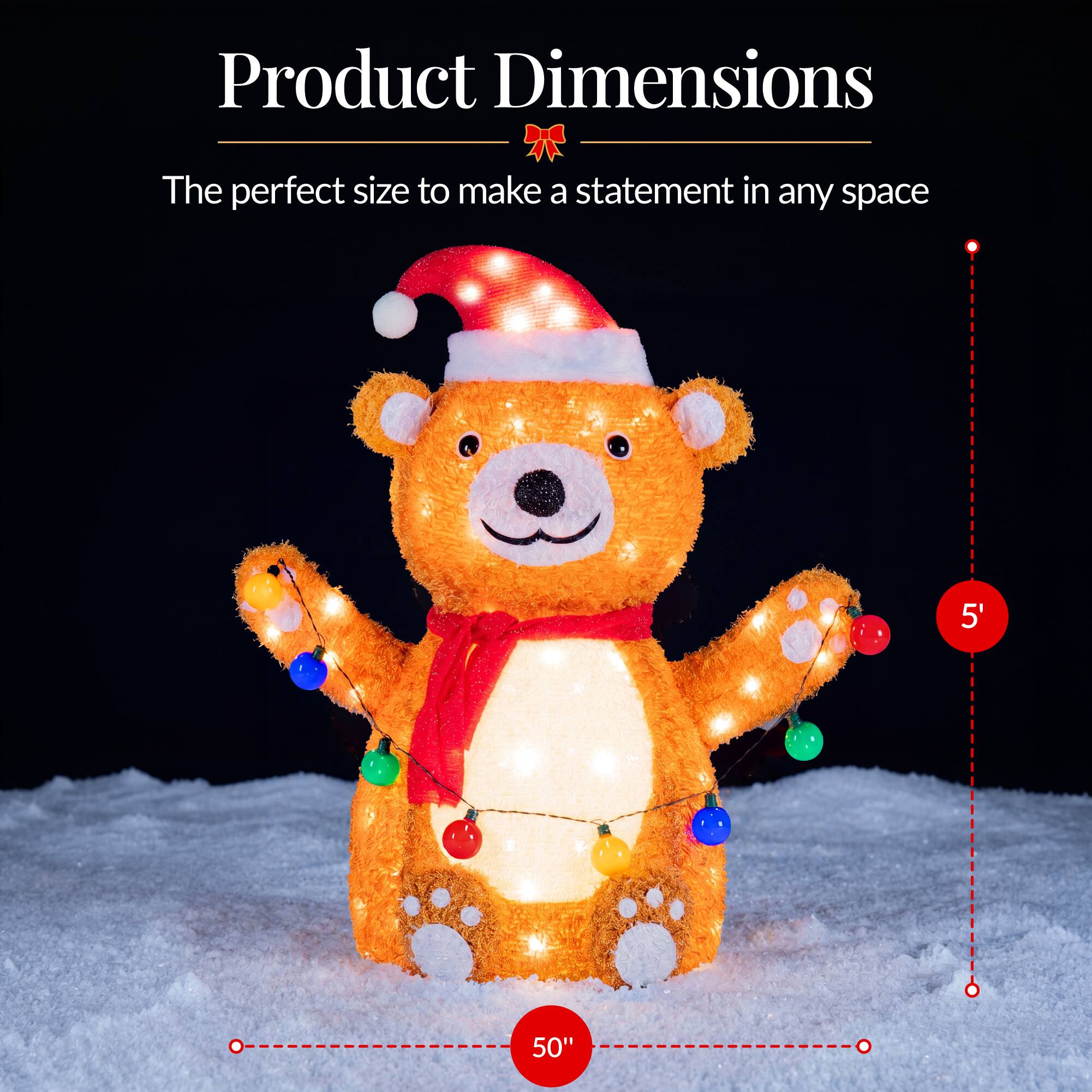Product Dimensions  
The perfect size to make a statement in any space  
5' 50"