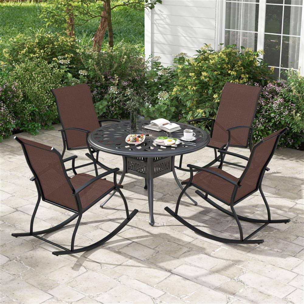 Alt View 1. Kadyn - Rocking Patio Bistro Outdoor Chairs2 Pieces Outdoor Rocking Chairs with Breathable BackrestBrown - Brown.