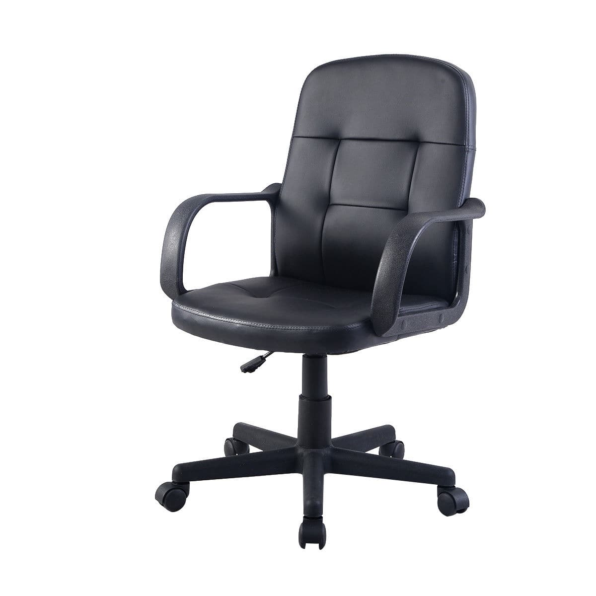 WELLFOR - PU Leather Ergonomic Midback Office Chair - Black