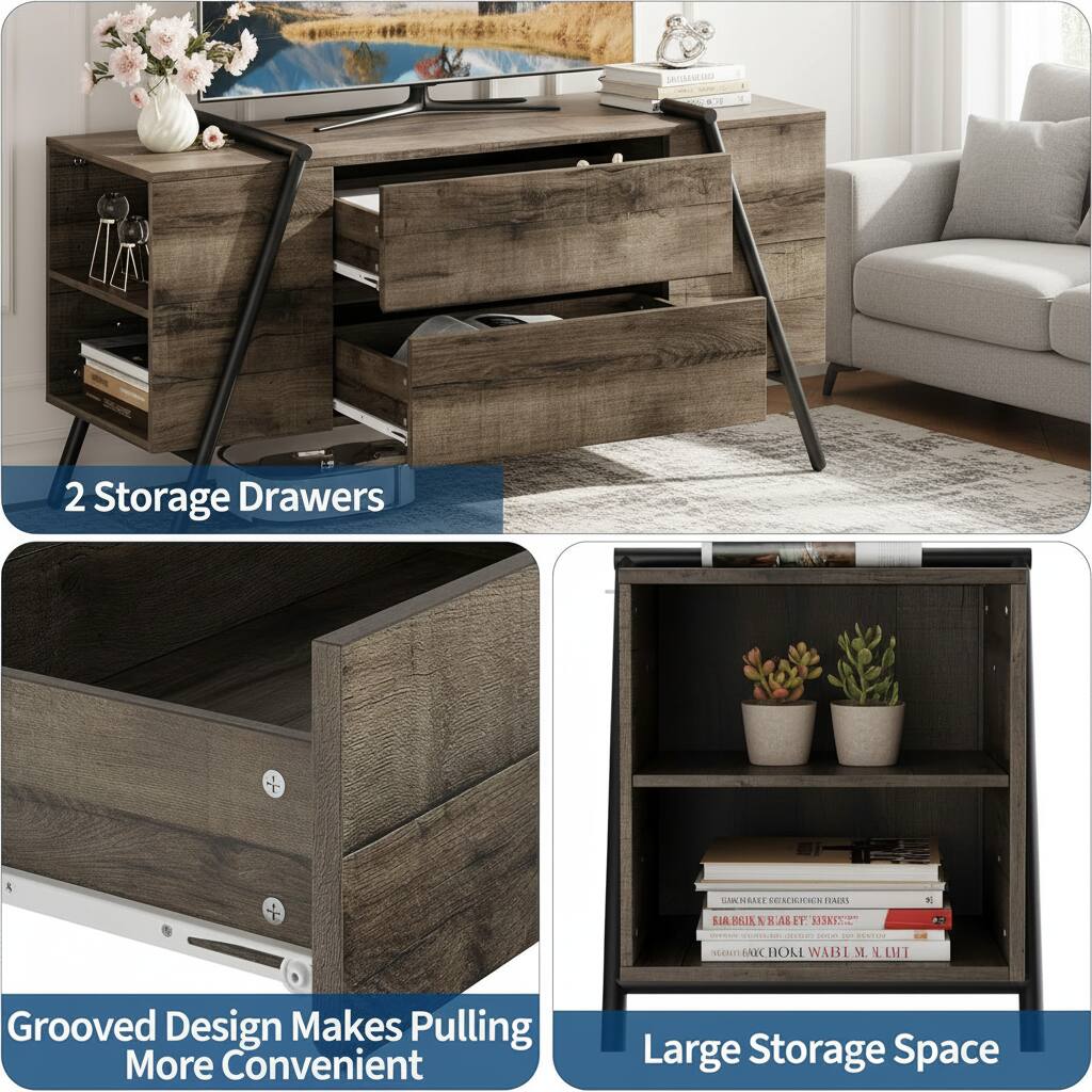 2 Storage Drawers

Grooved Design Makes Pulling More Convenient

Large Storage Space