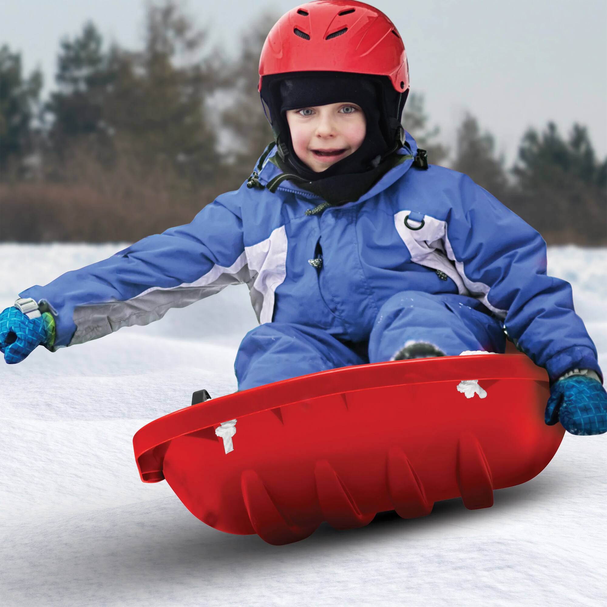 Alt View 5. Snow Joe - Snow Joe Plastic Snow Sled, 48” Sledding Toboggan Board w/ Handles, SJ-SLD48-RED - Red.