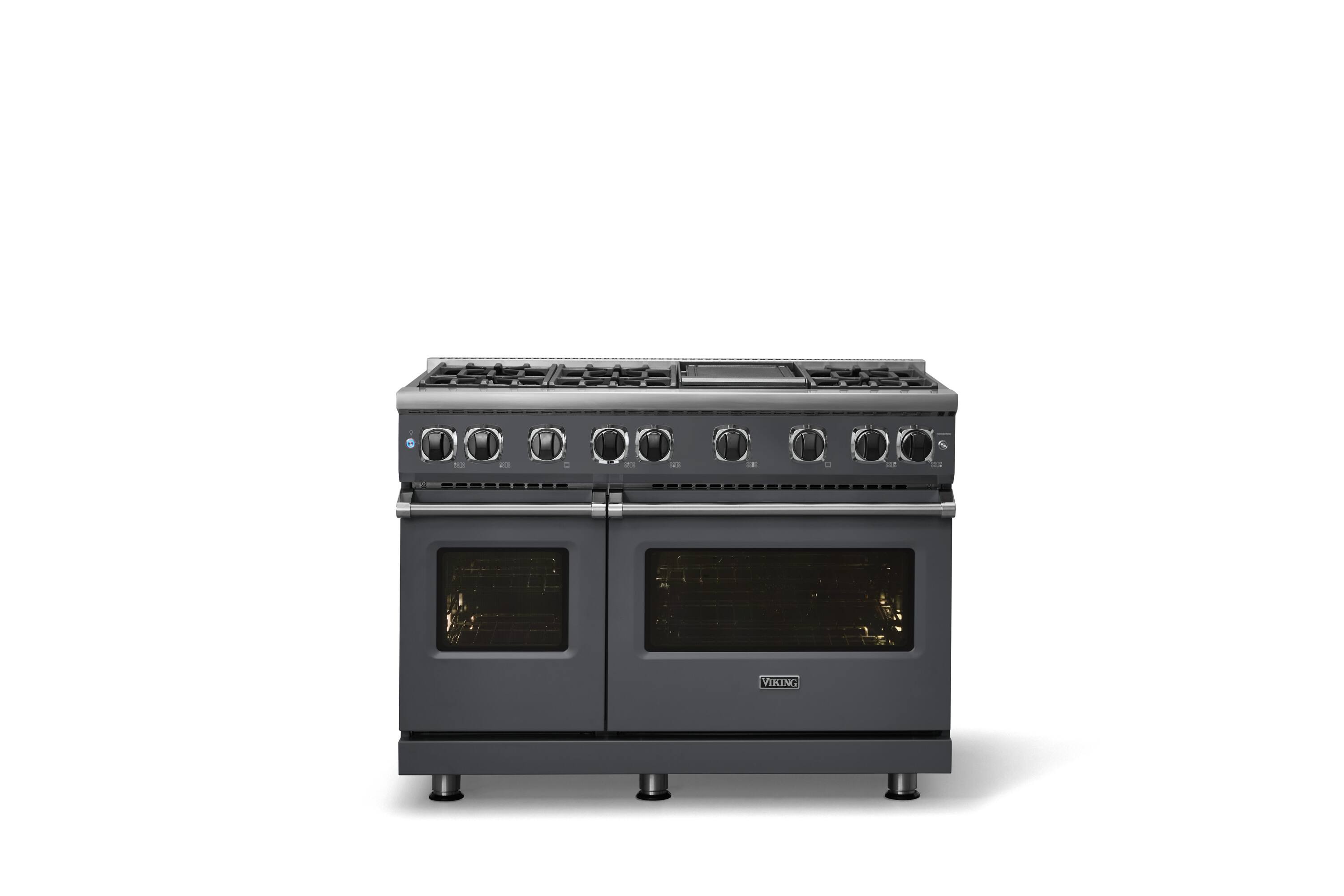 Alt View 1. Viking - 48"W. 7.3 Cu. Ft. Freestanding Sealed 6 Burner Gas Range/Griddle  - Cast Black - Cast Black.