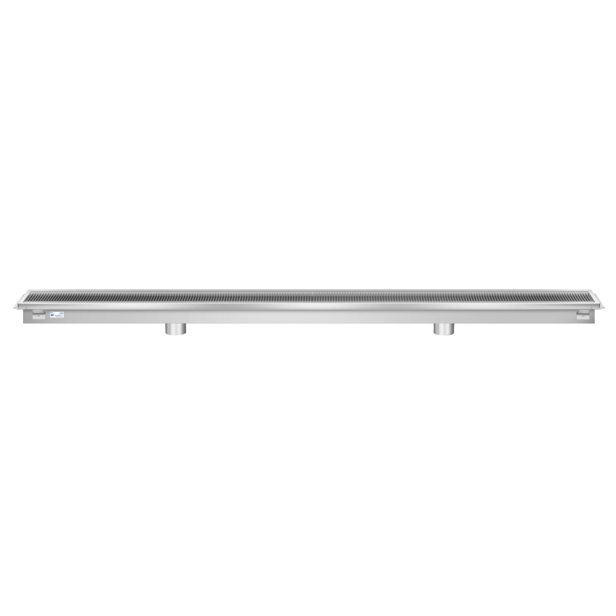 Back. Koolmore - 12" x 120" Stainless Steel Floor Trough Drain, 14-Gauge with Subway-Style Grating & Removable Drain Basket, NSF Listed - Stainless-Steel.
