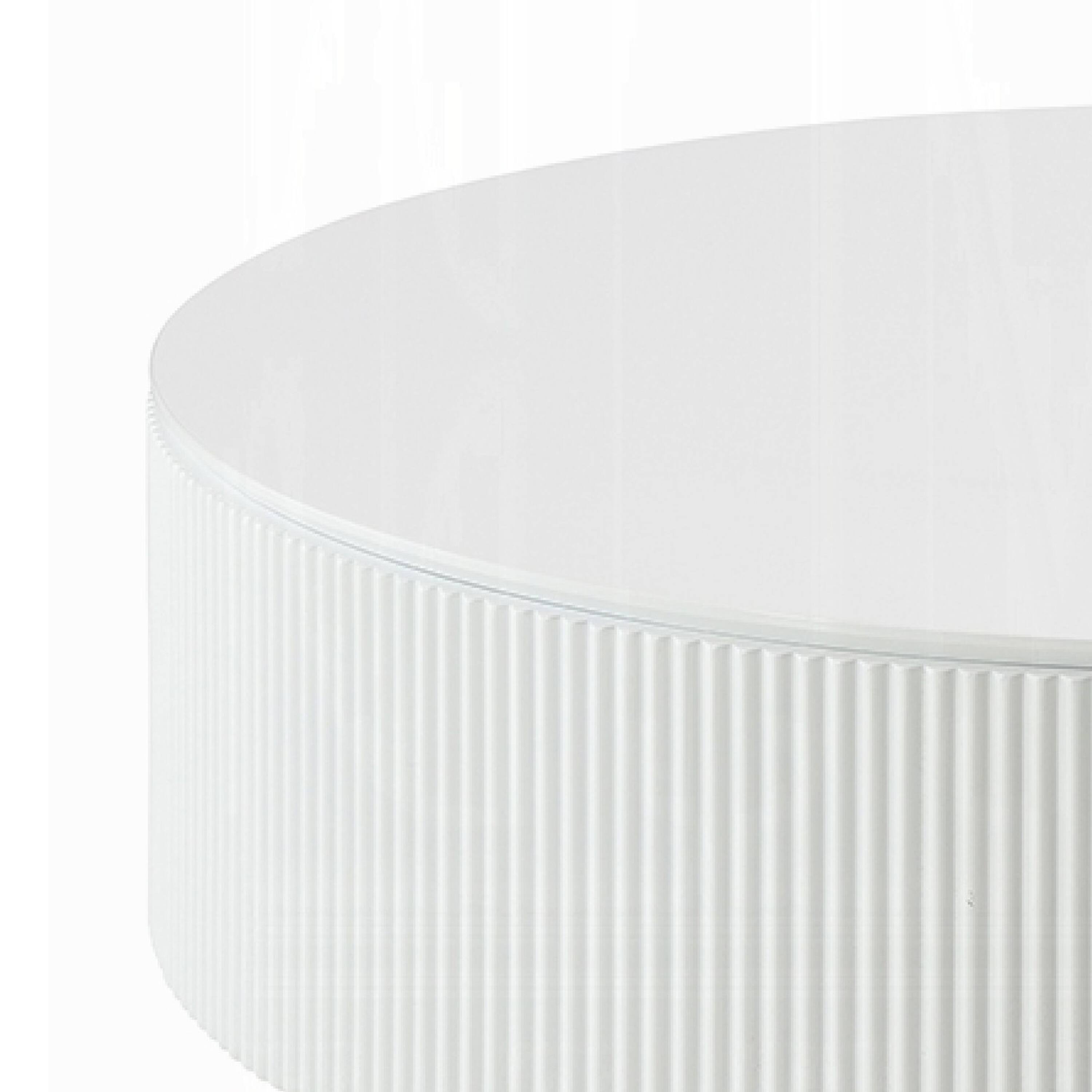 Alt View 2. Manhattan Lane - Del Modern Coffee Table, 47 Inch Round Top, Glossy White Ribbed Base - Glossy White.