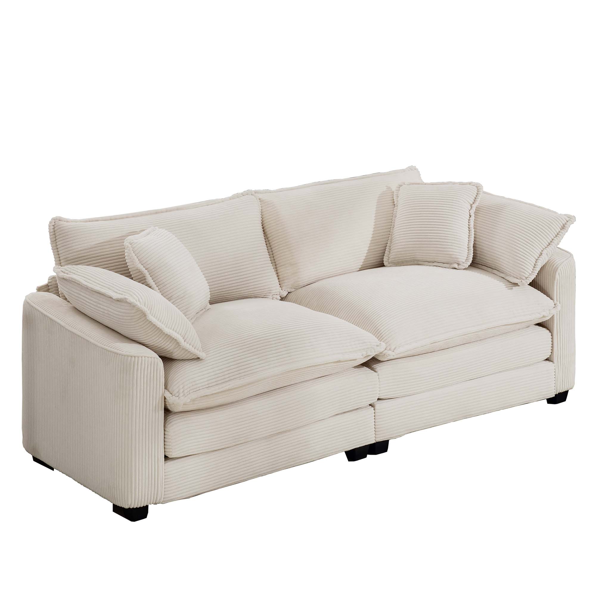 Alt View 2. LOVMOR - Deep Seat Easy Assembly Memory Foam 2 Seater Corduroy Loveseat Couch For Living Room Bedroom Club Soft Home TV - Beige.